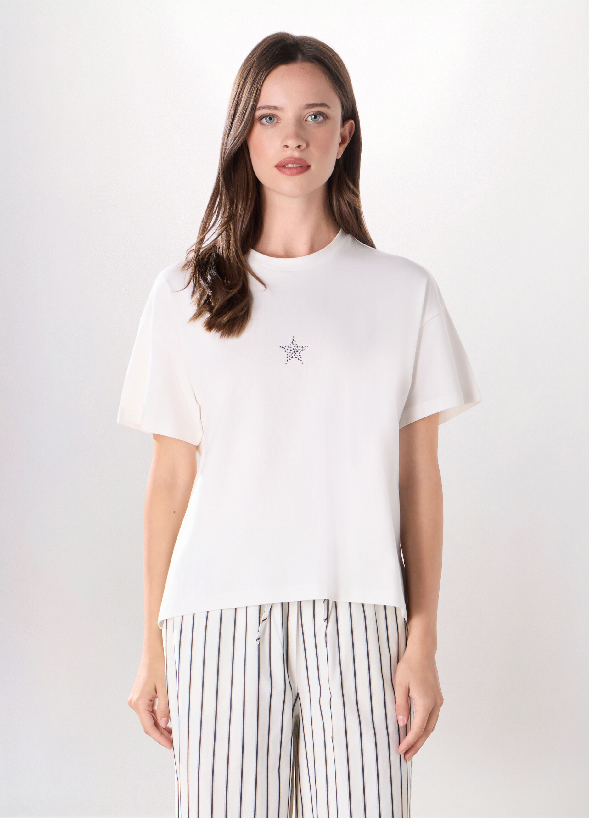 T-shirt in jersey di puro cotone donna_0