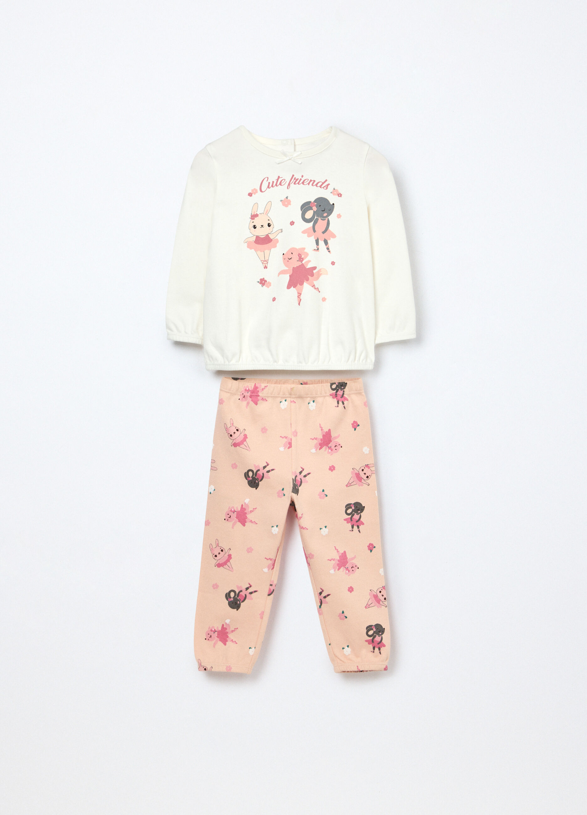 Set pigiama lungo in jersey di puro cotone neonata_0