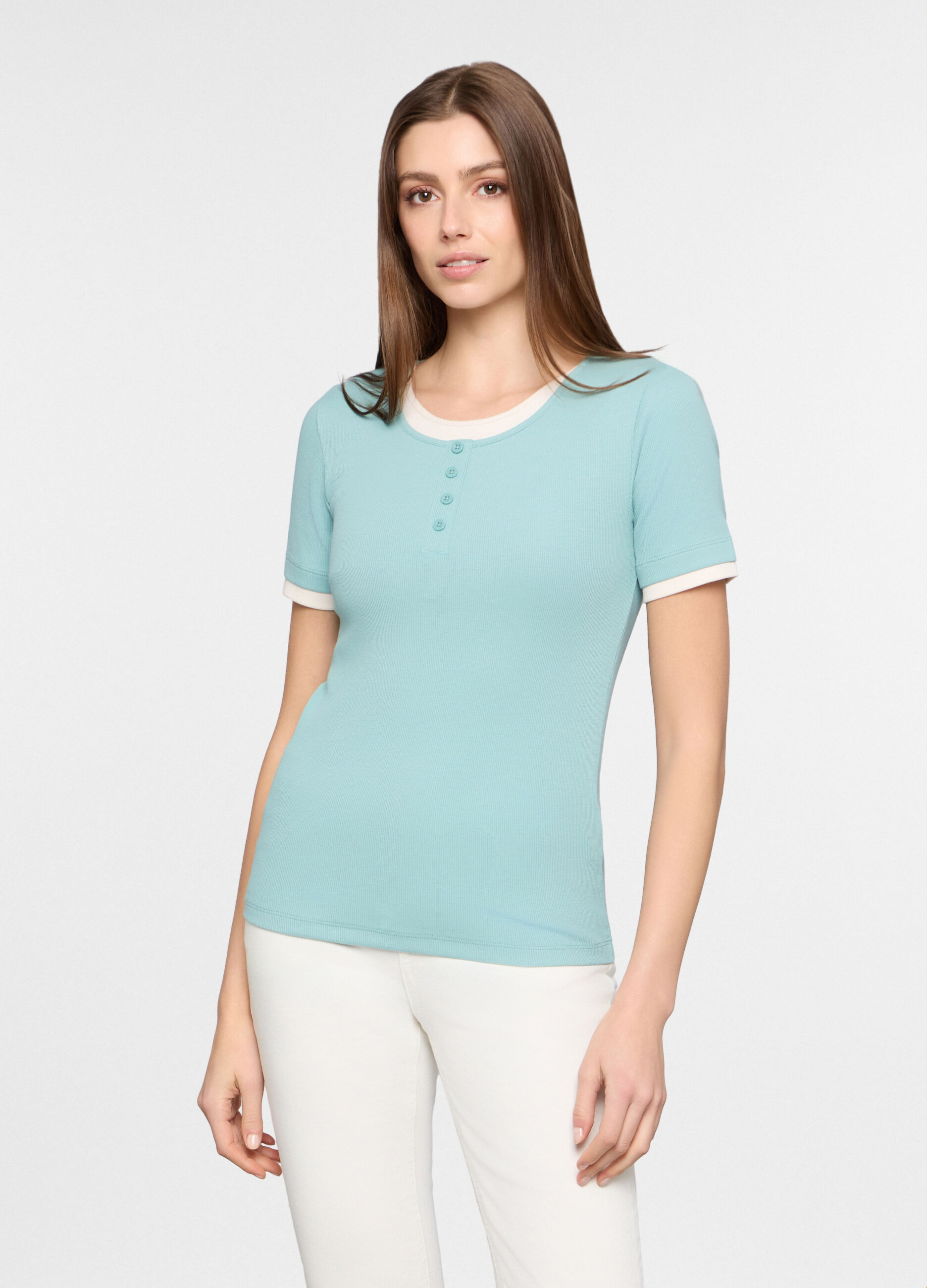 T-shirt girocollo stretch donna_0
