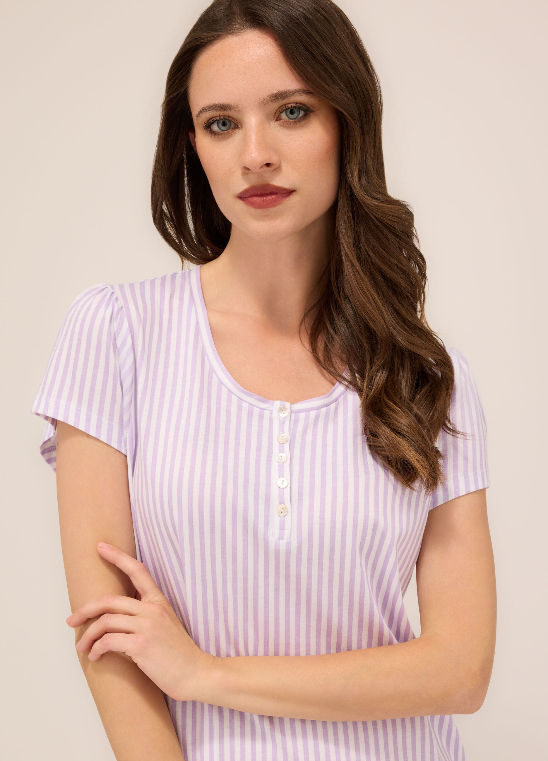 Camicia da notte in jersey di puro cotone donna_2