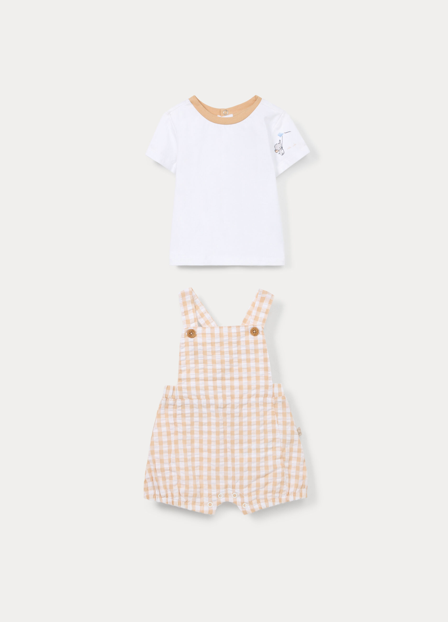 Set t-shirt + salopette in puro cotone neonato_0