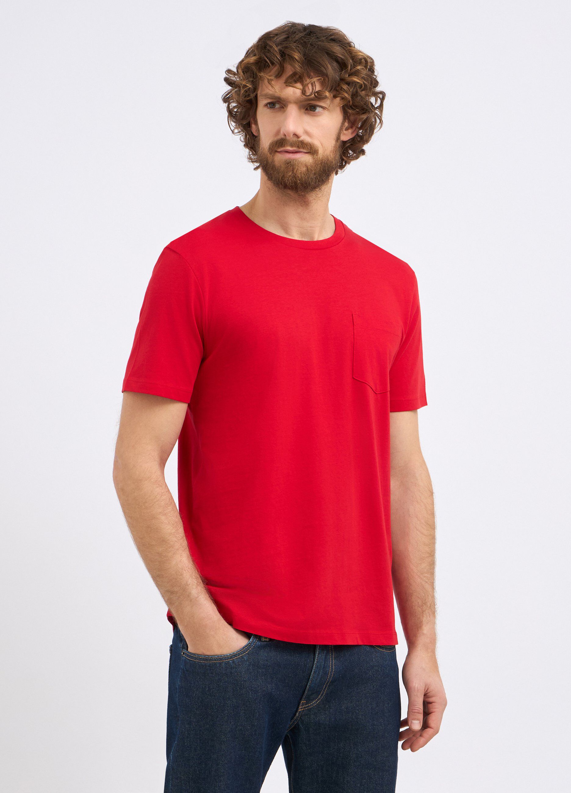 T-shirt in puro cotone con taschino uomo_0