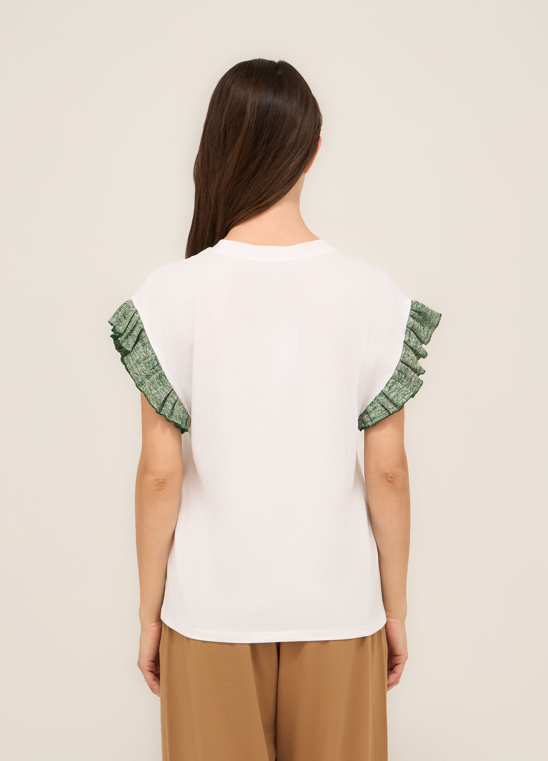 T-shirt in cotone con rouches donna_1