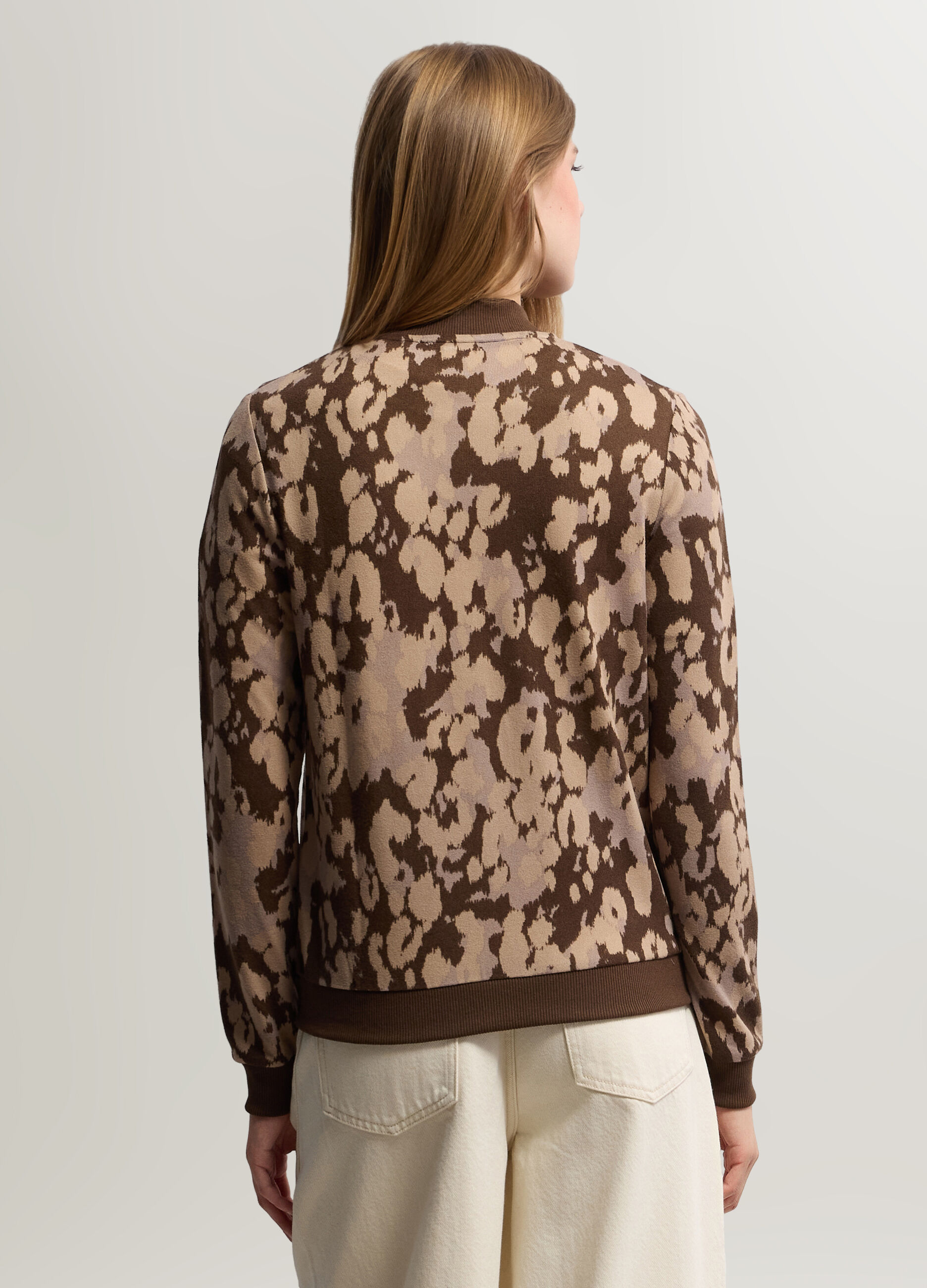 Cardigan in maglia rasata stretch full zip donna_1