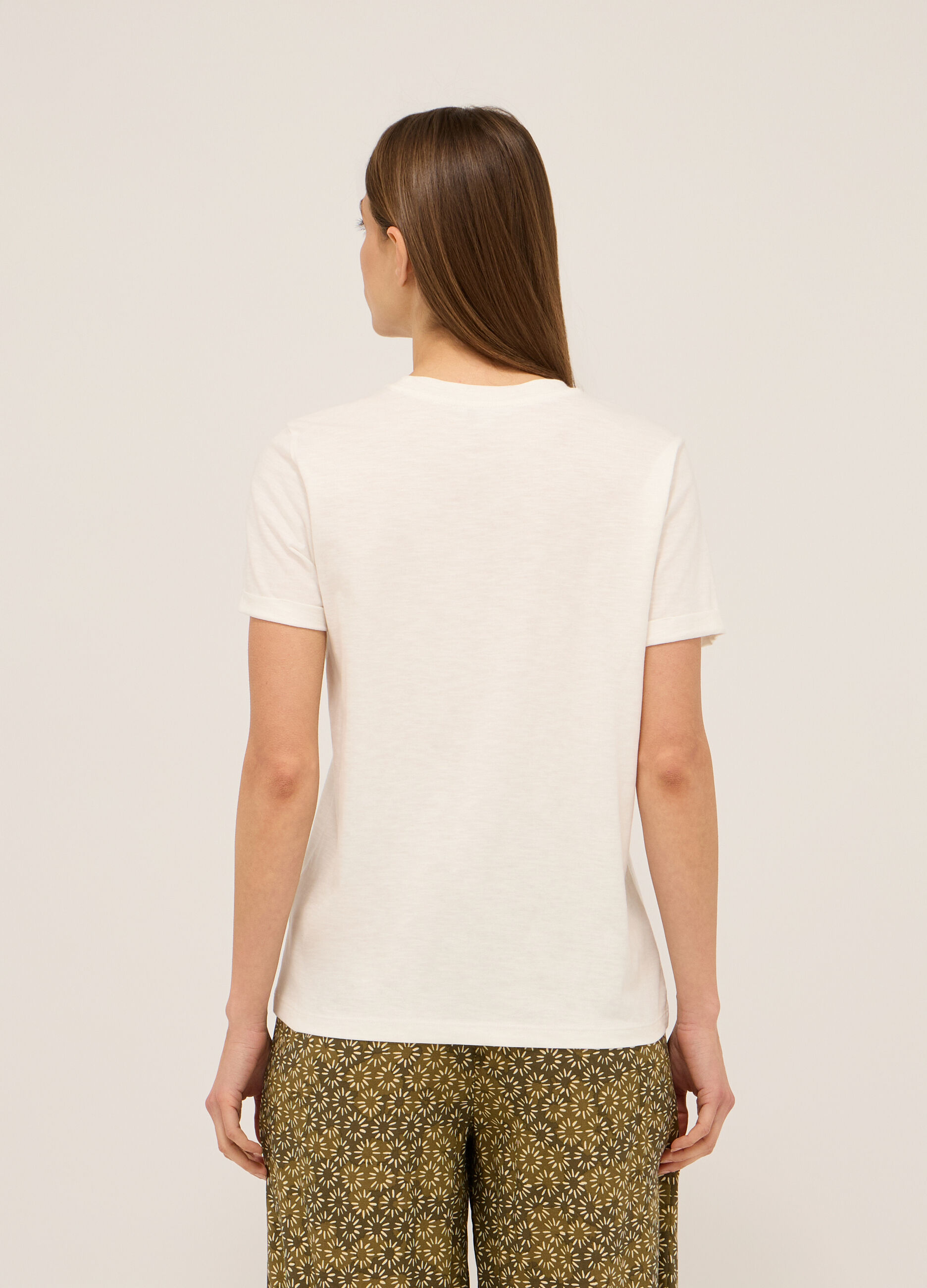 T-shirt in jersey di cotone slub donna_1