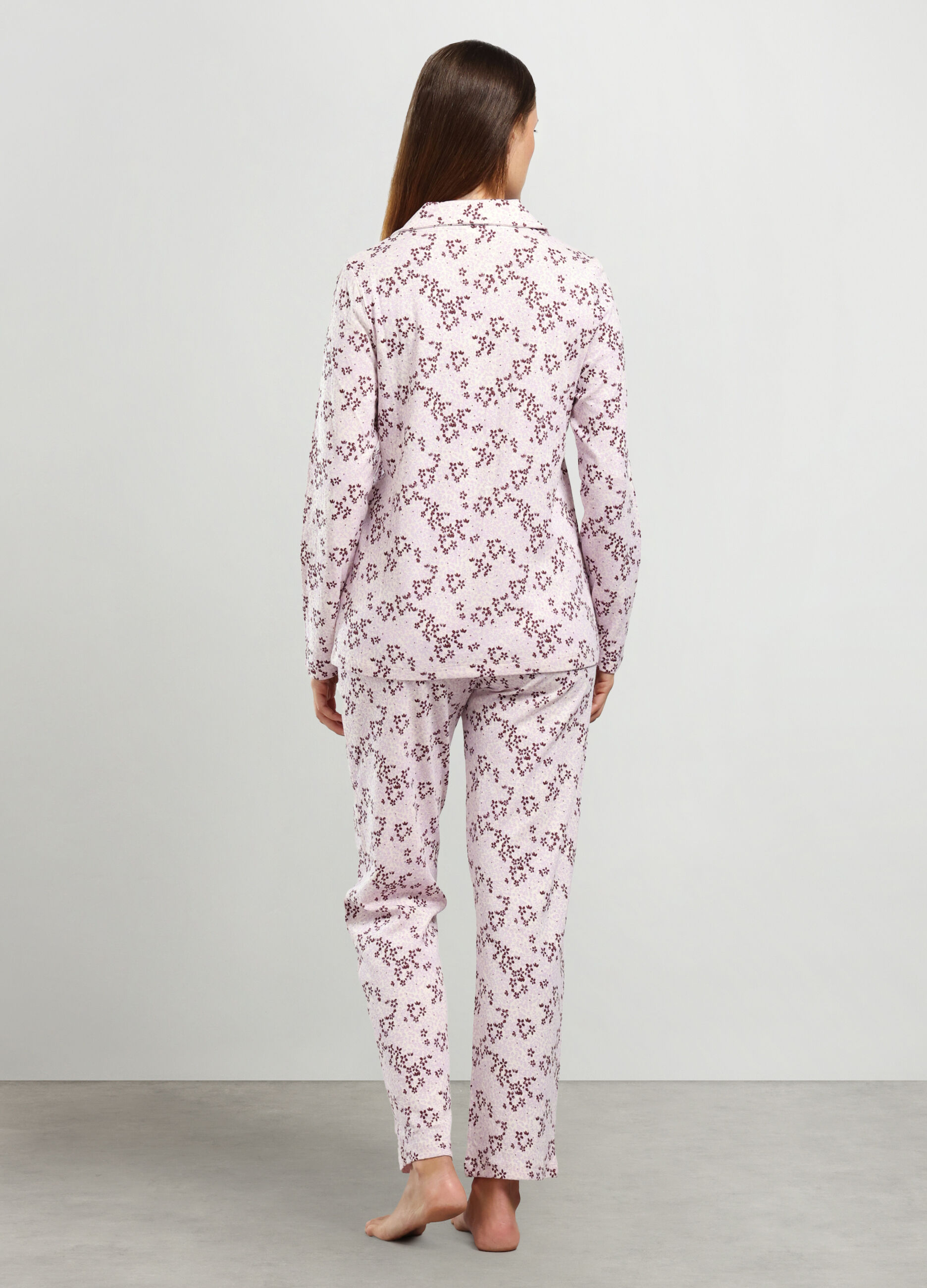 Set pigiama lungo in puro cotone donna_1