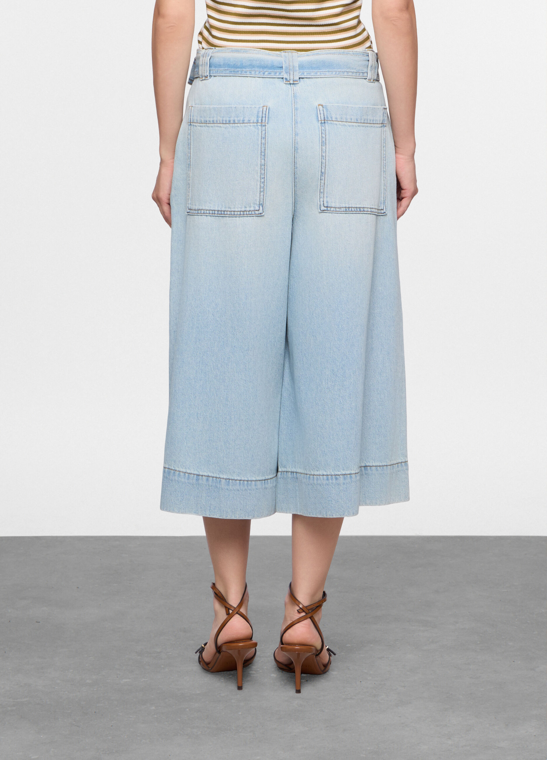 Pantaloni Fit Baggy in denim misto cotone donna_1