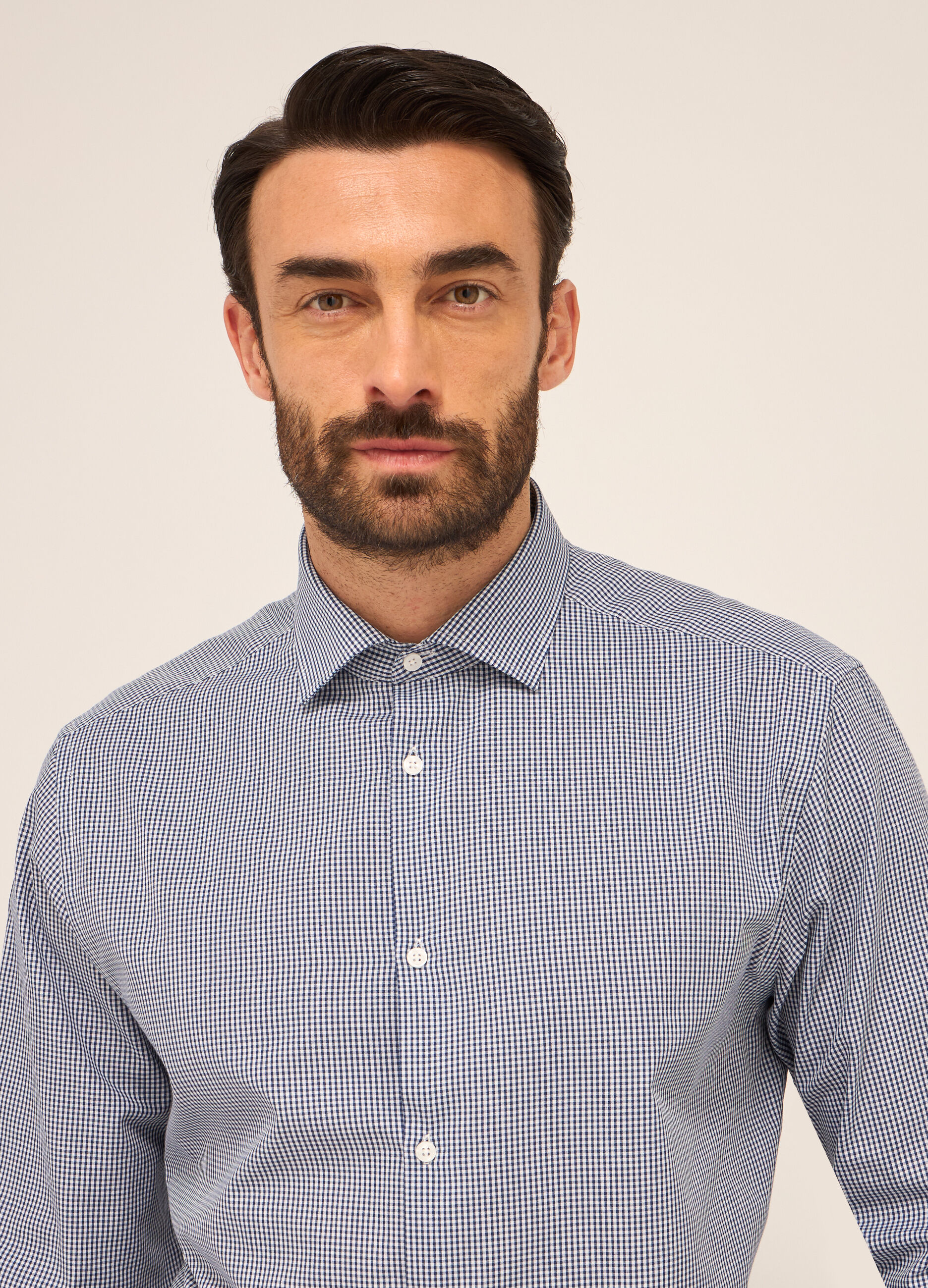 Camicia regular fit in misto cotone a quadretti uomo_2