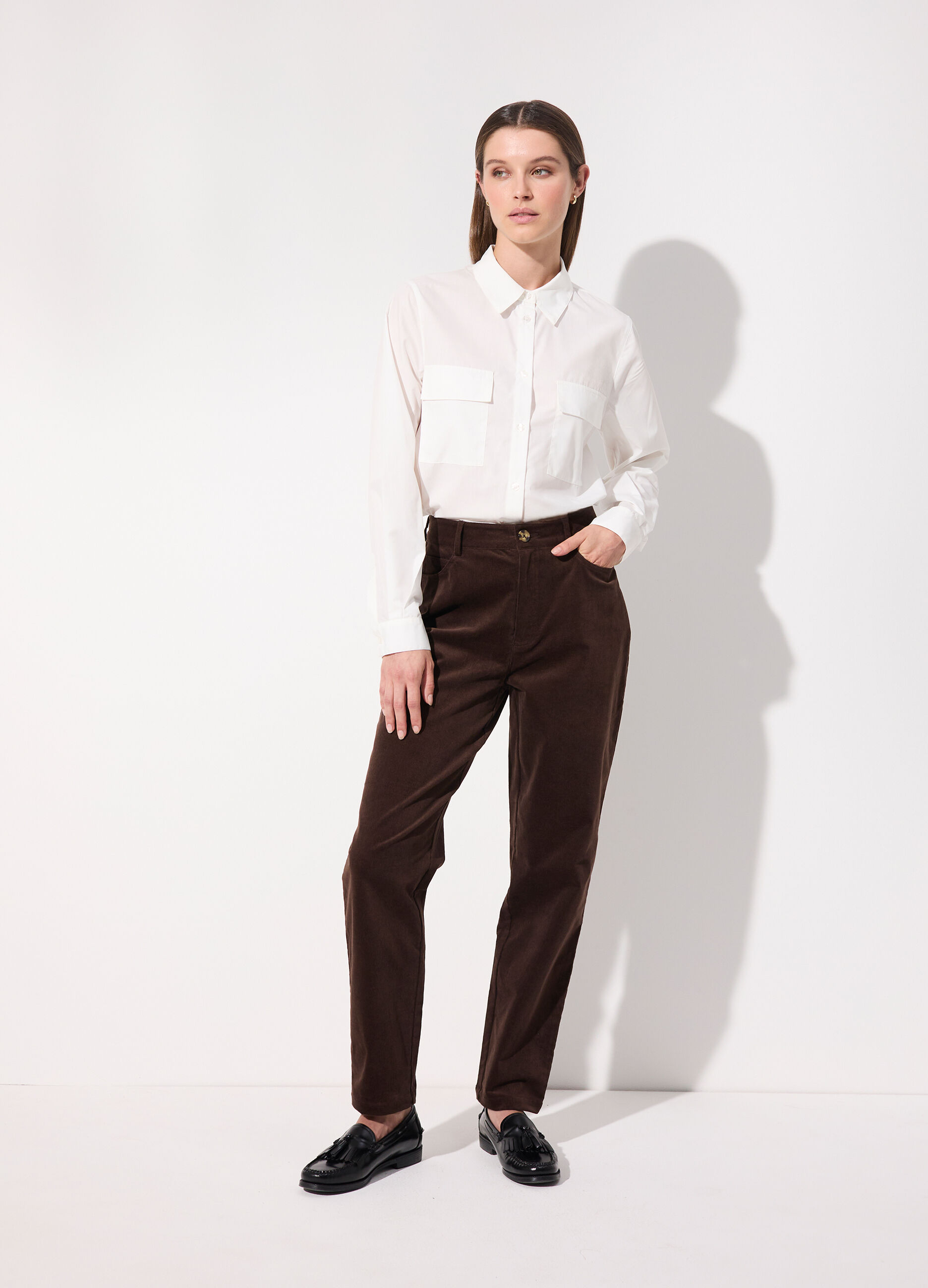 Camicia a maniche lunghe in cotone donna_0