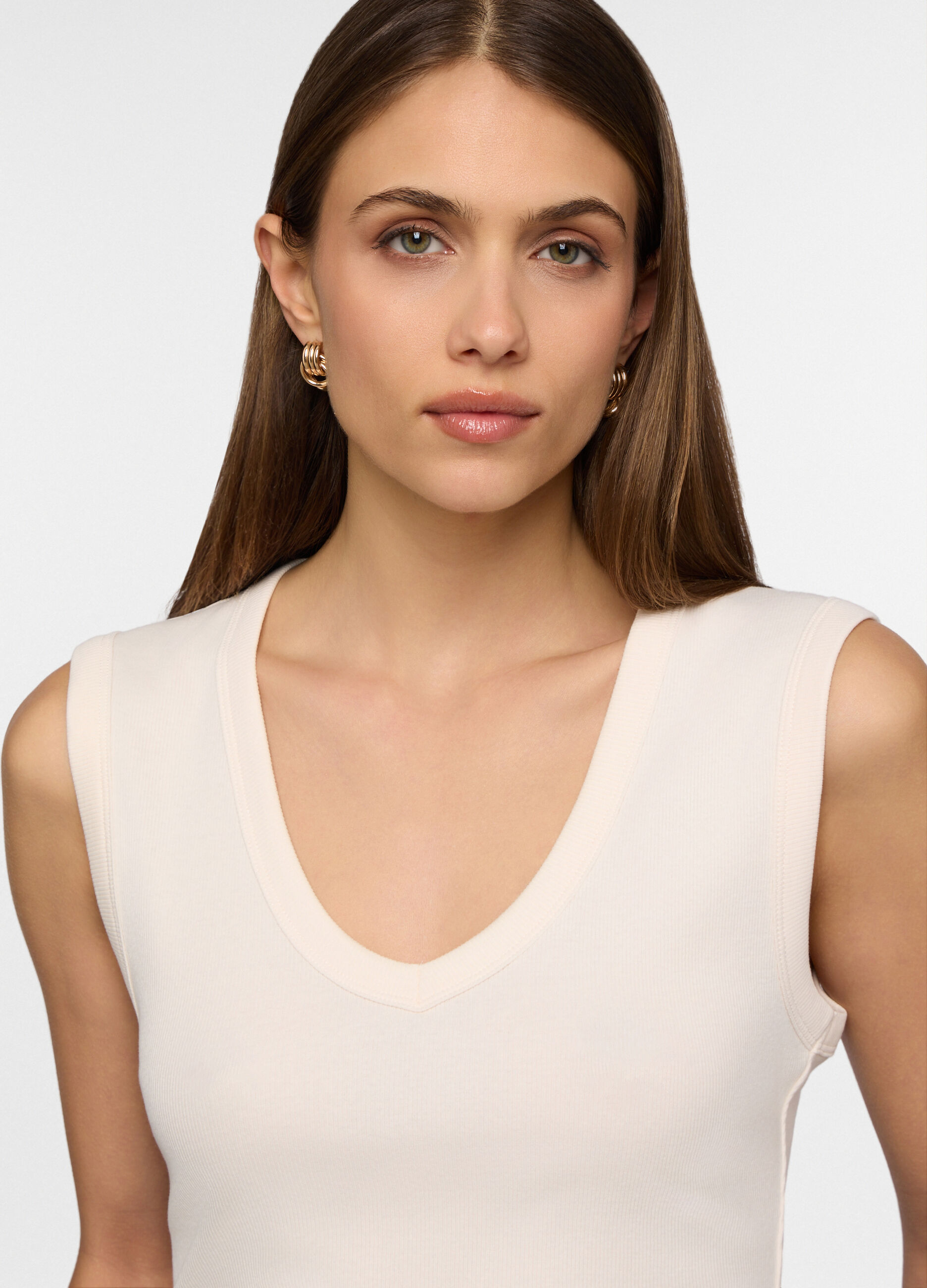 Canotta in costina di cotone stretch donna_2