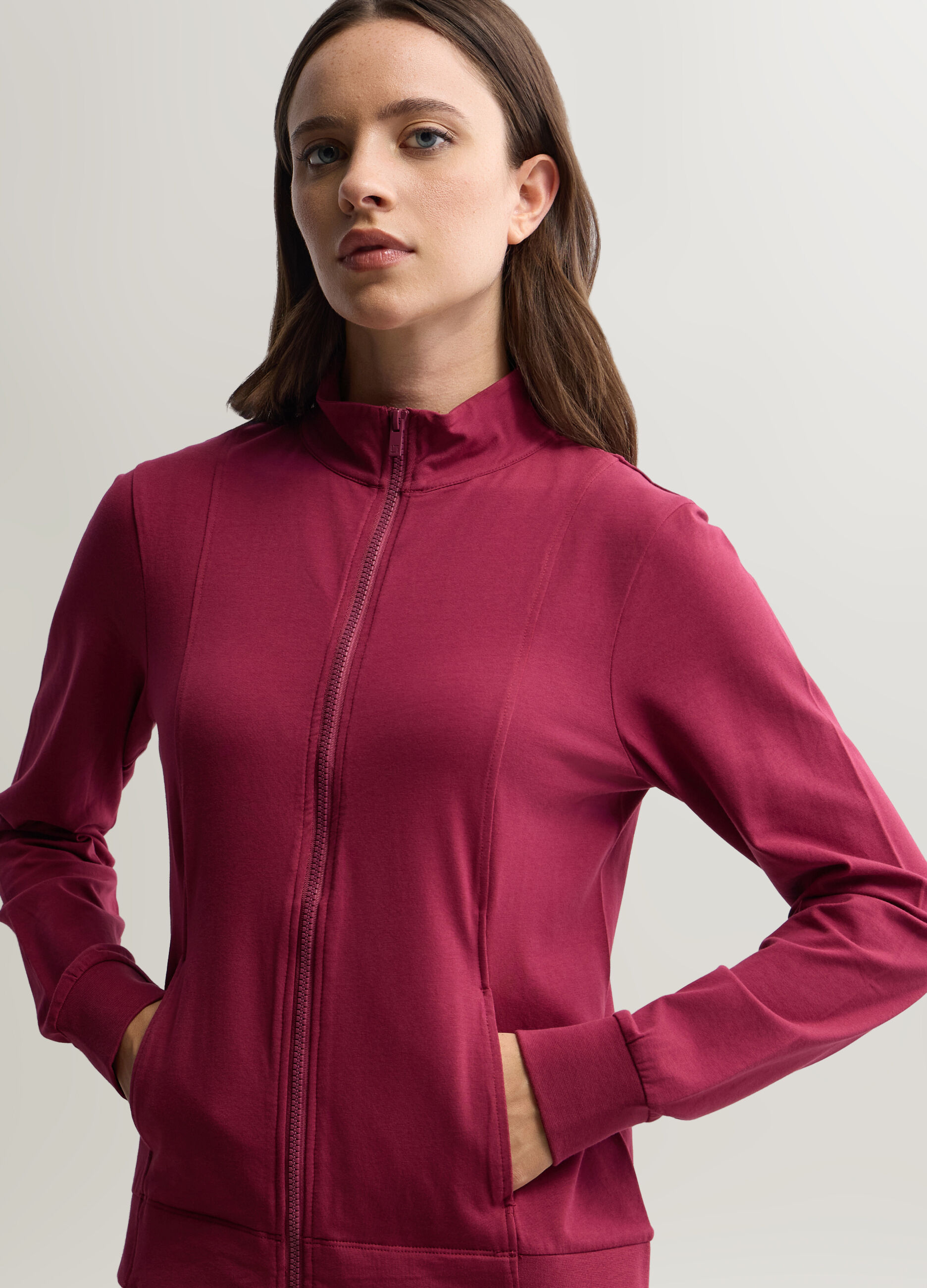 Felpa in jersey di cotone stretch donna_2