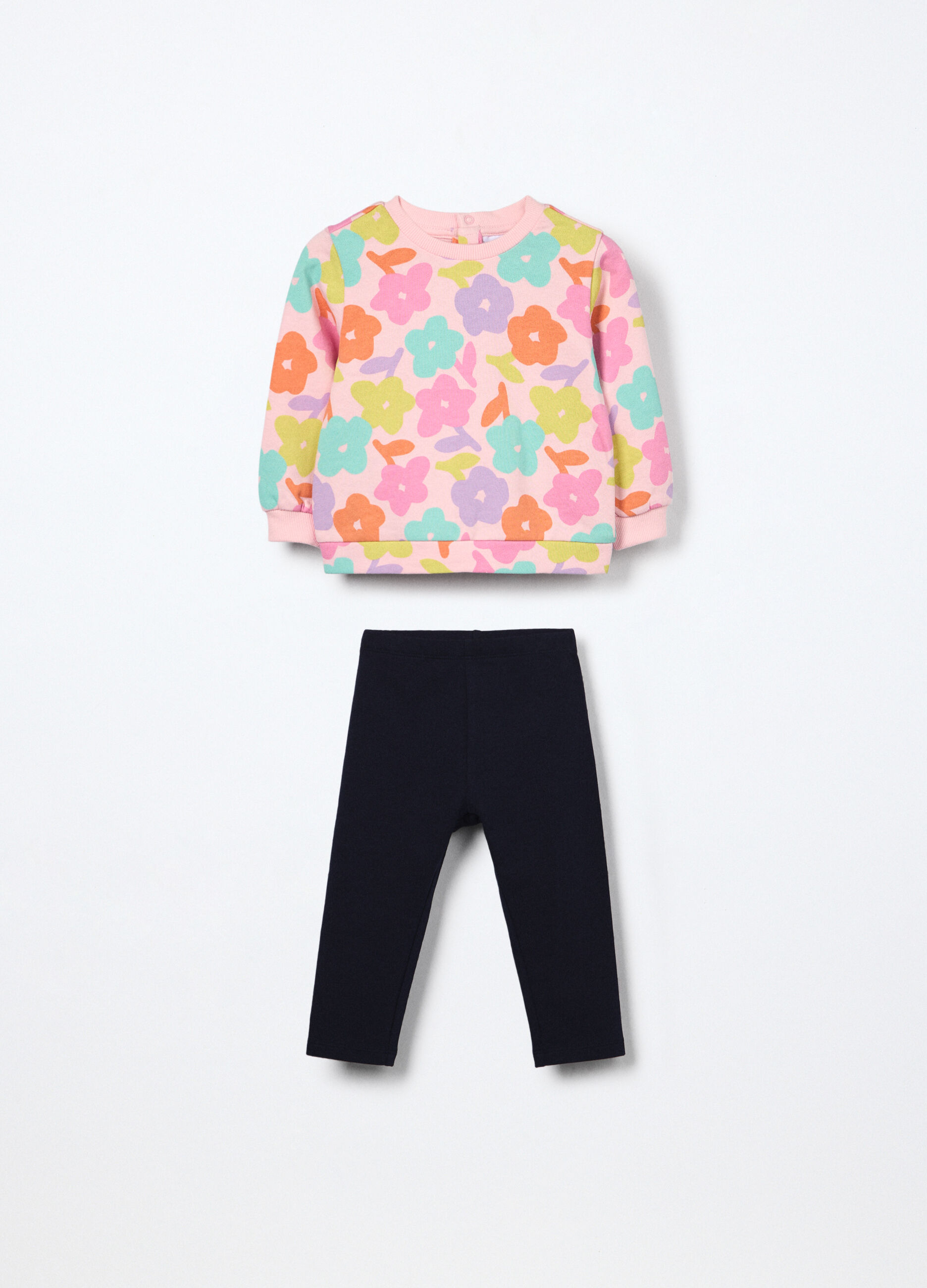 Jogging set in french terry di puro cotone neonata_0