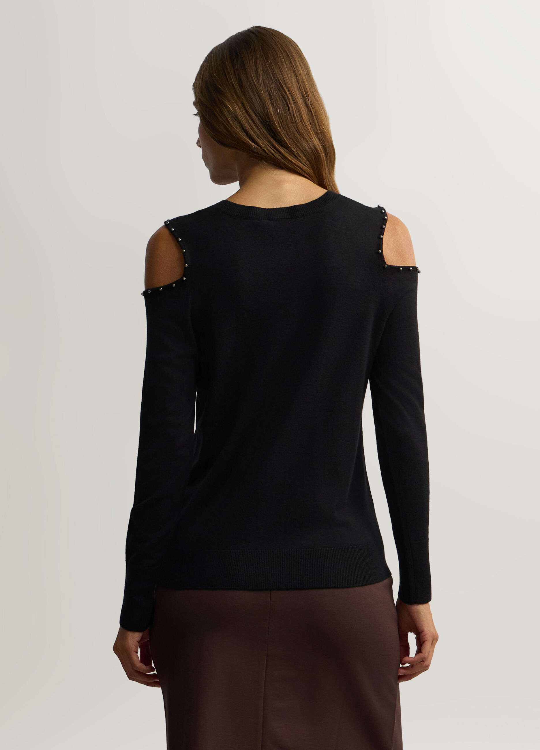Pullover girocollo con cut out donna_1