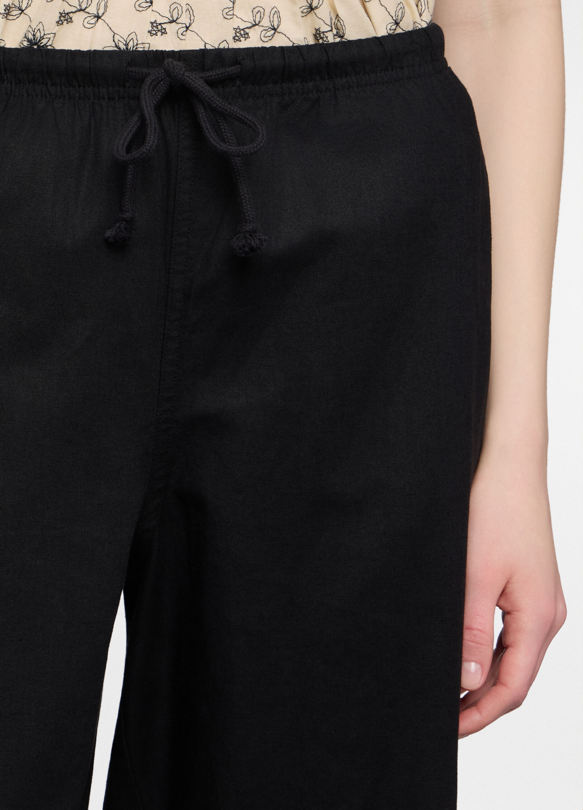 Pantalone fit relaxed in cotone misto lino donna_2