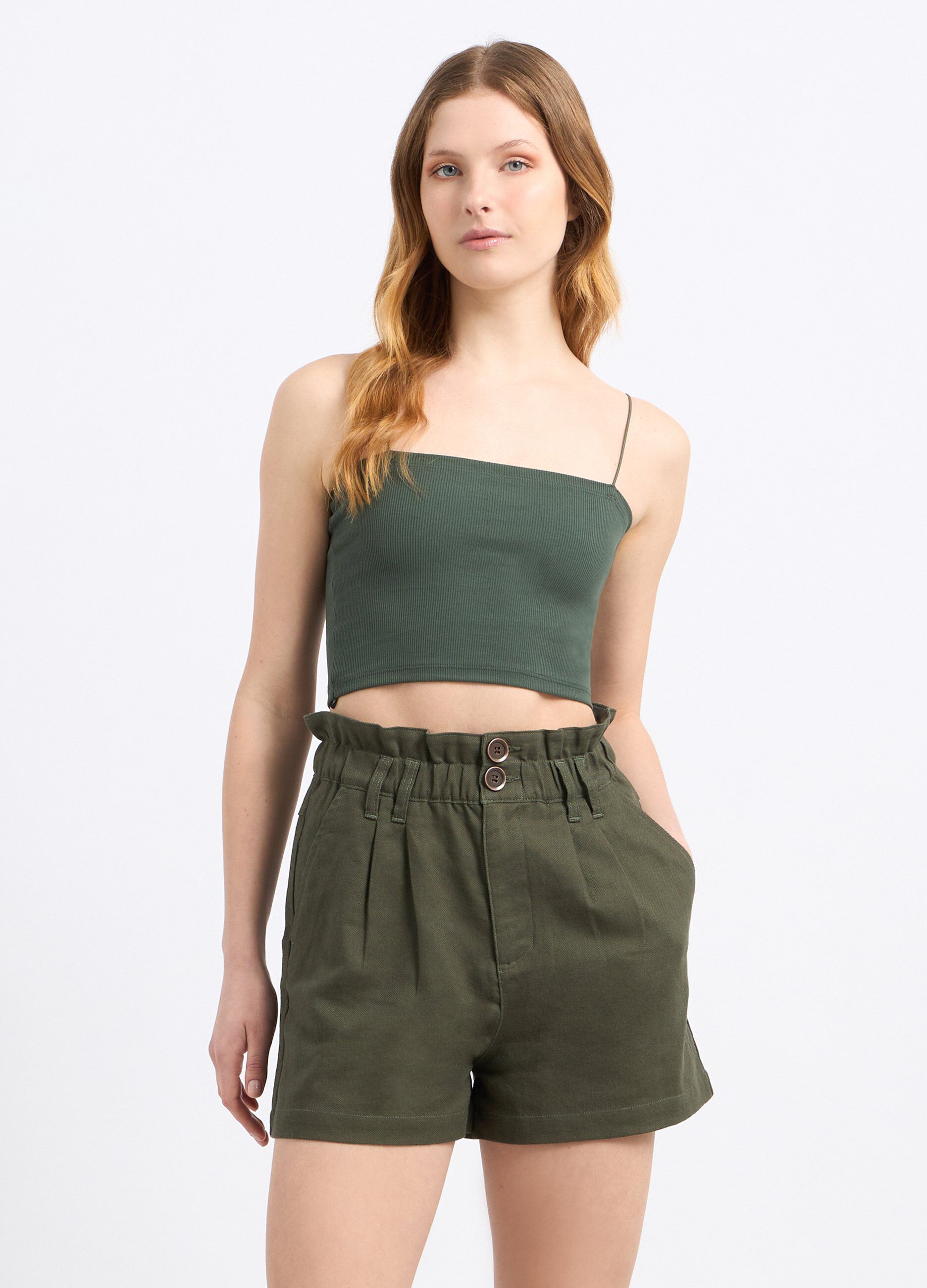Top a fascia in costina di cotone stretch donna_0