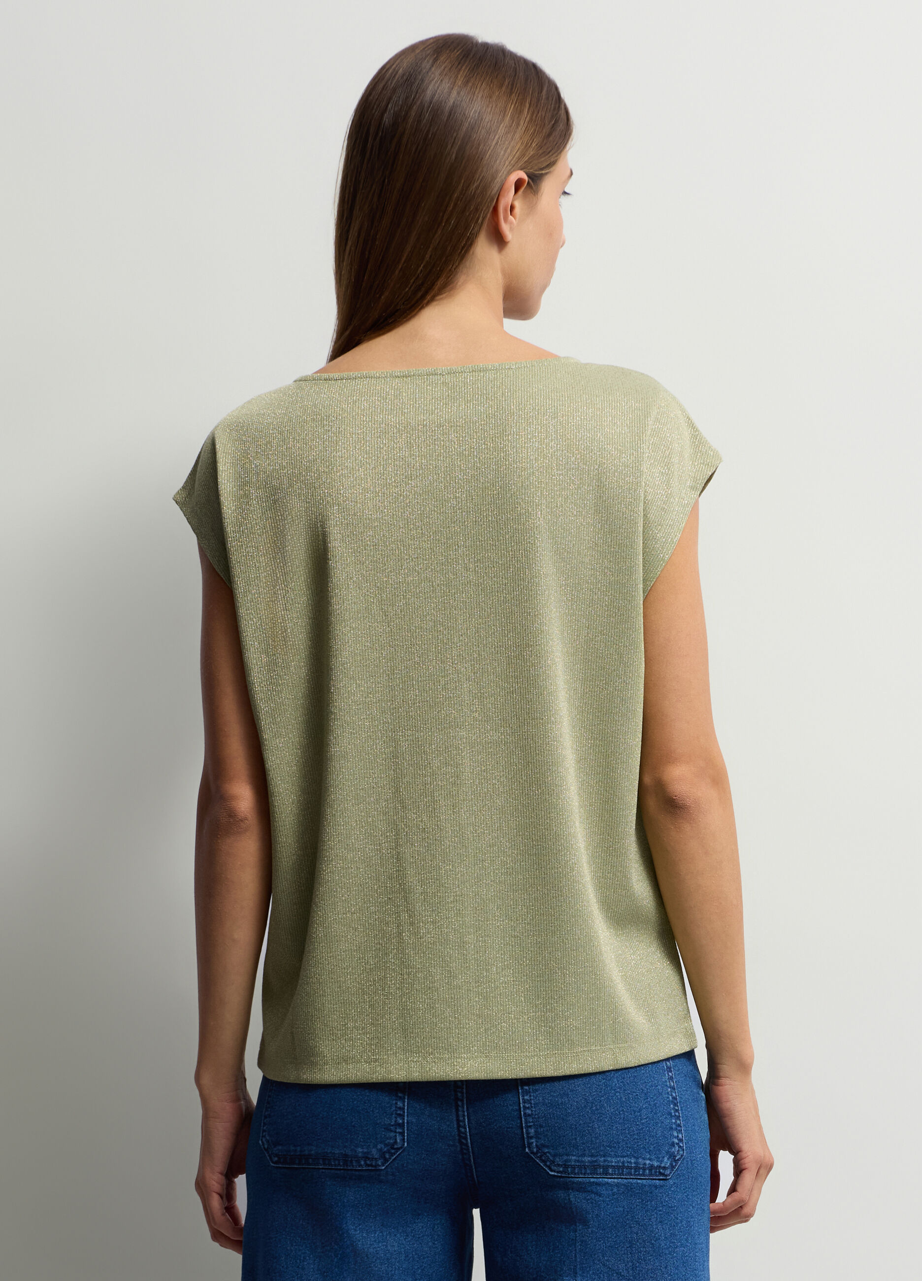 Top girocollo in costina stretch donna_1