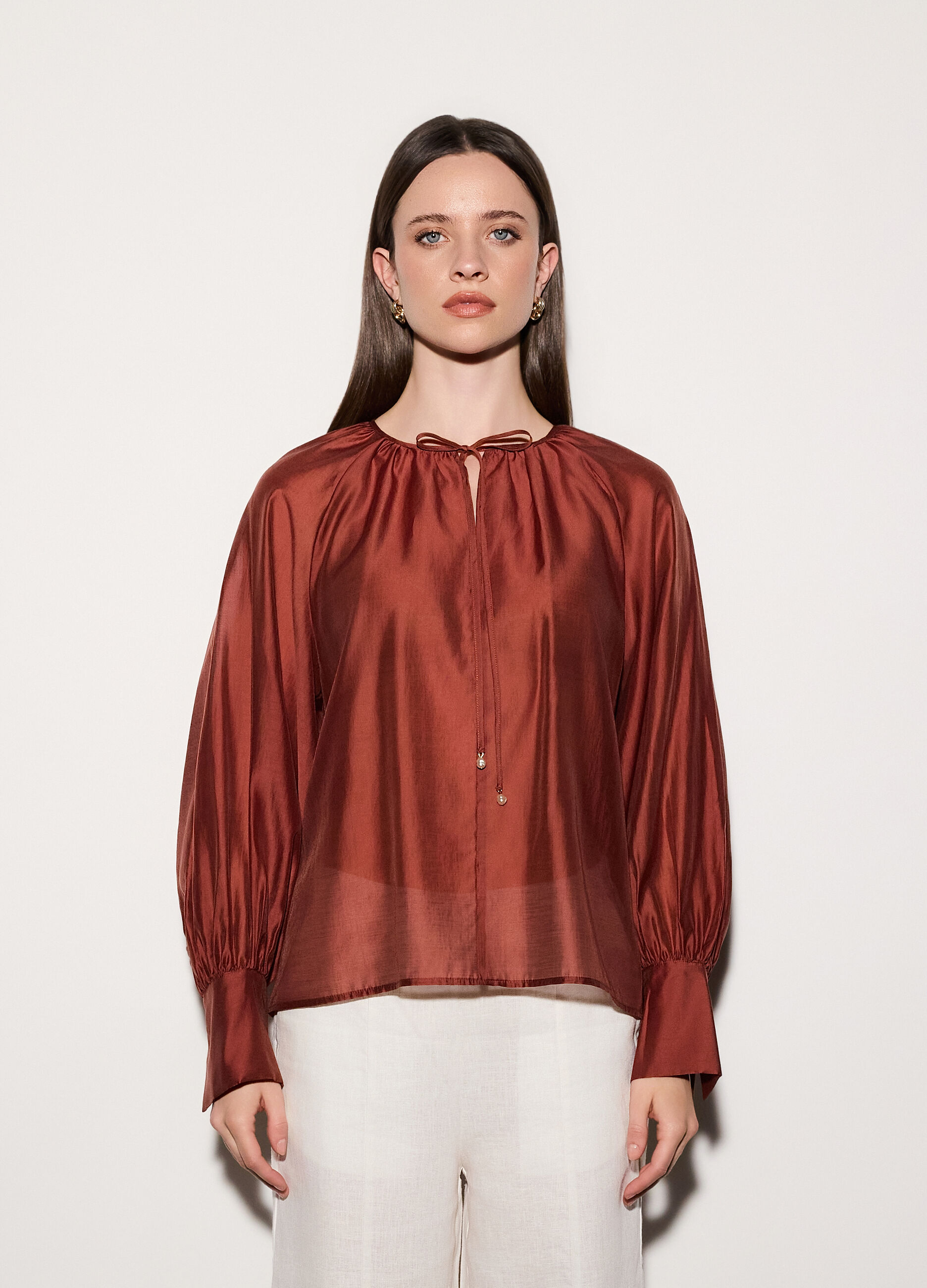 Blusa in mista lyocell donna_1