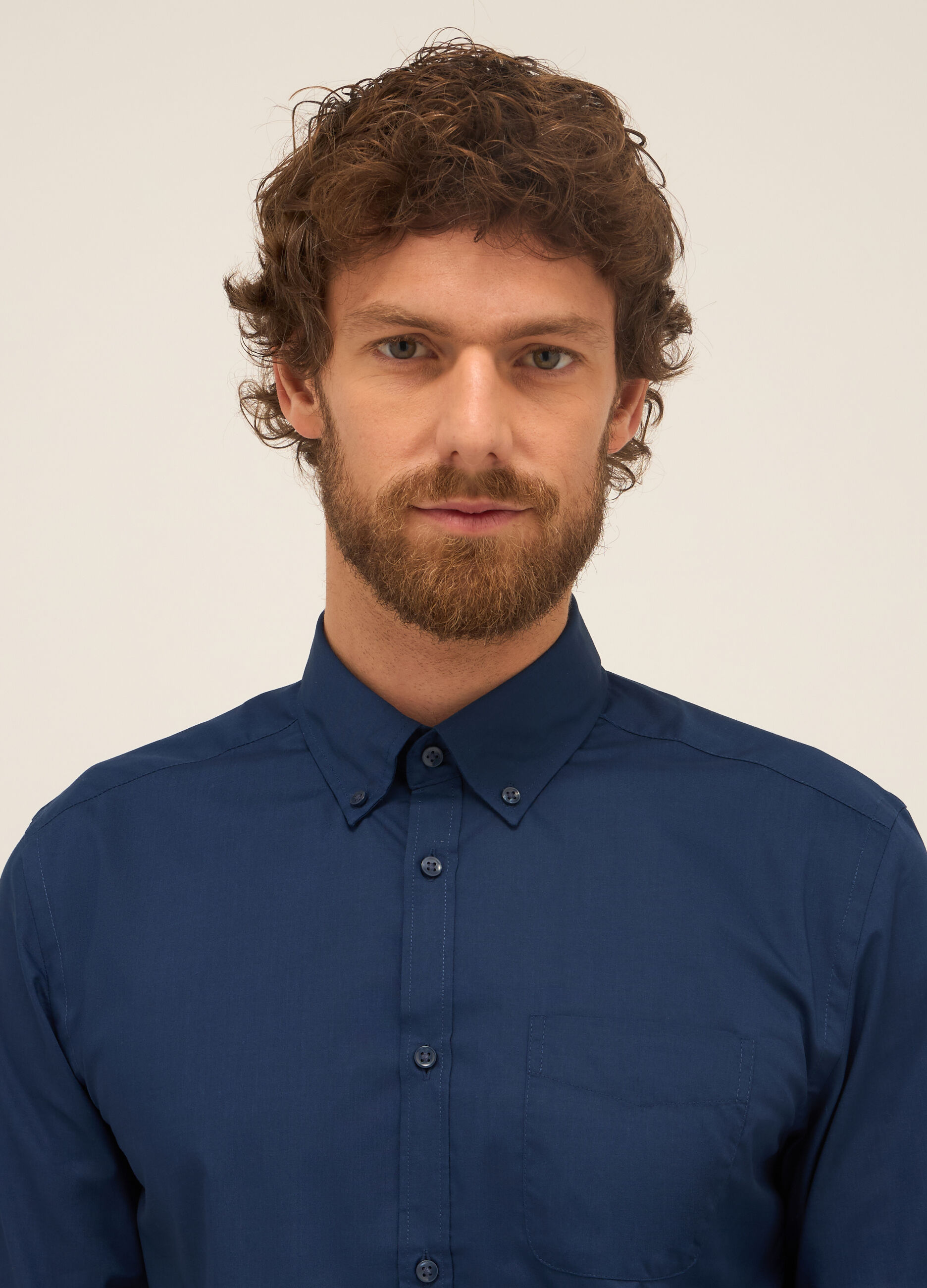 Camicia slim fit button-down in misto cotone uomo_2