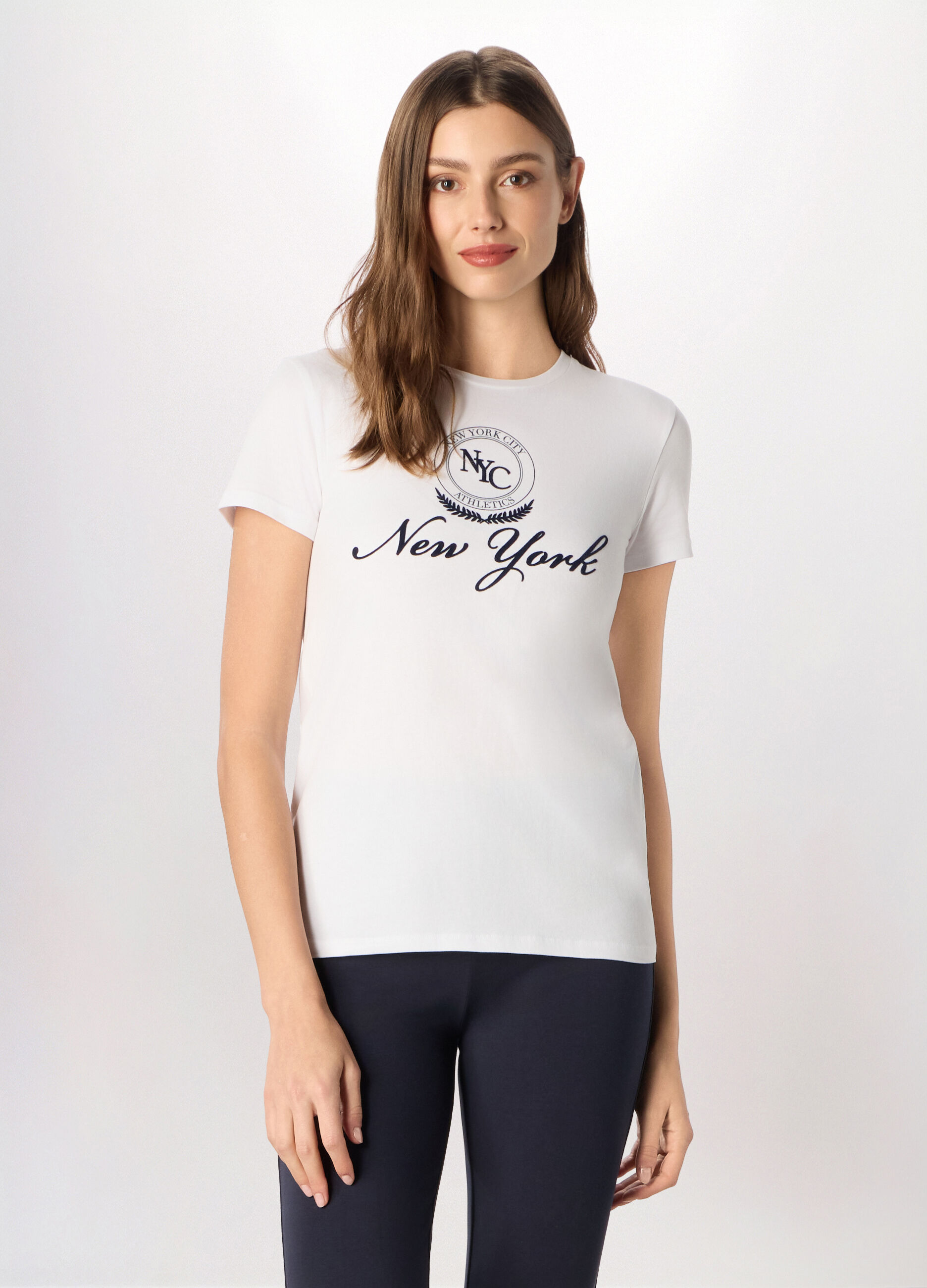 T-shirt in jersey di cotone stretch donna_0