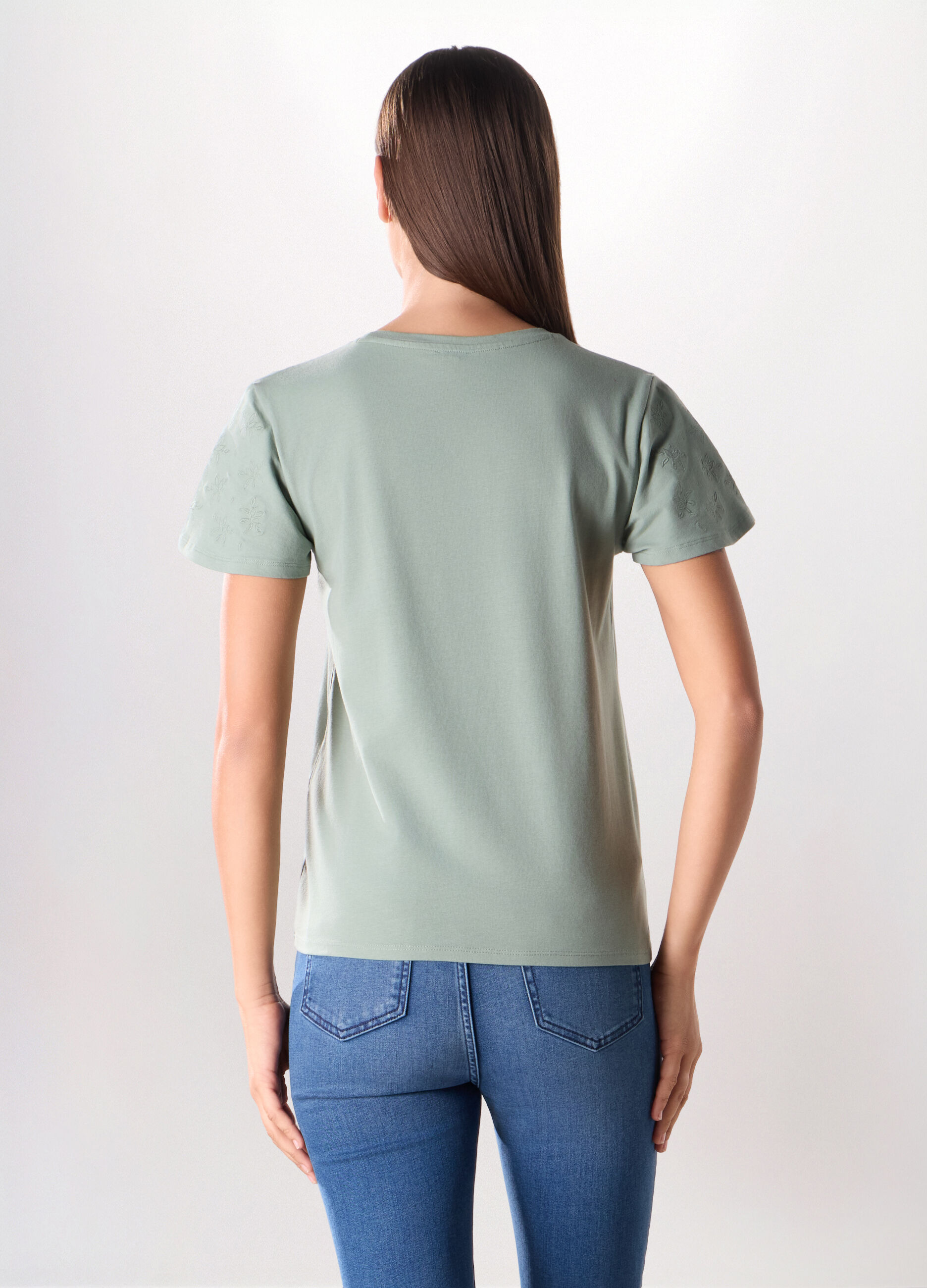 T-shirt in jersey di cotone stretch donna_1