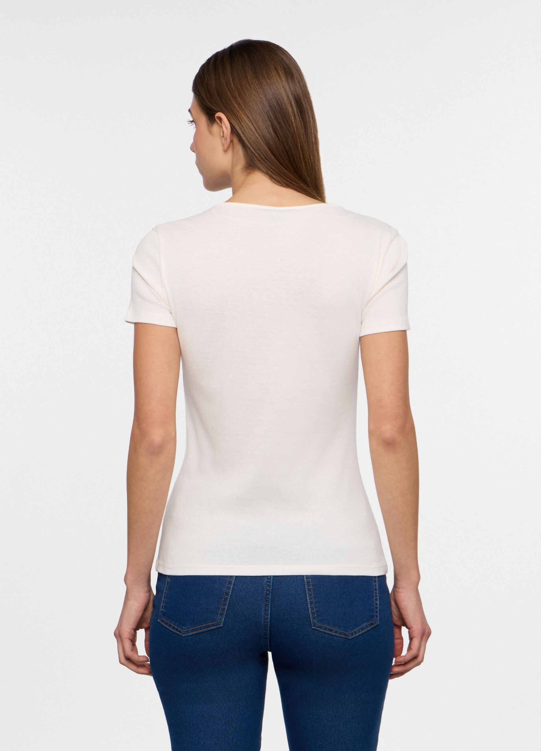 T-shirt con scollo a V donna_1