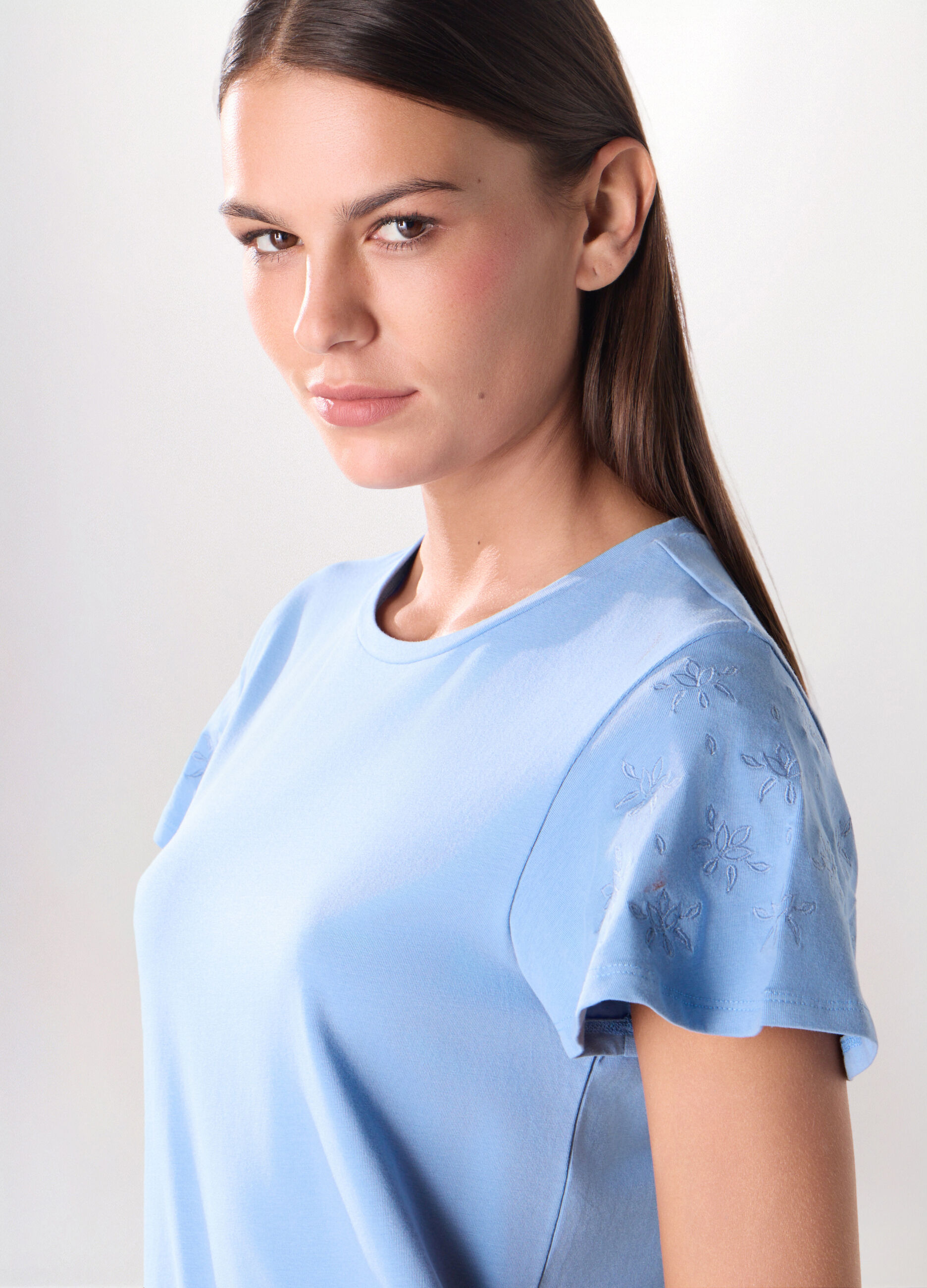 T-shirt in jersey di cotone stretch donna_2