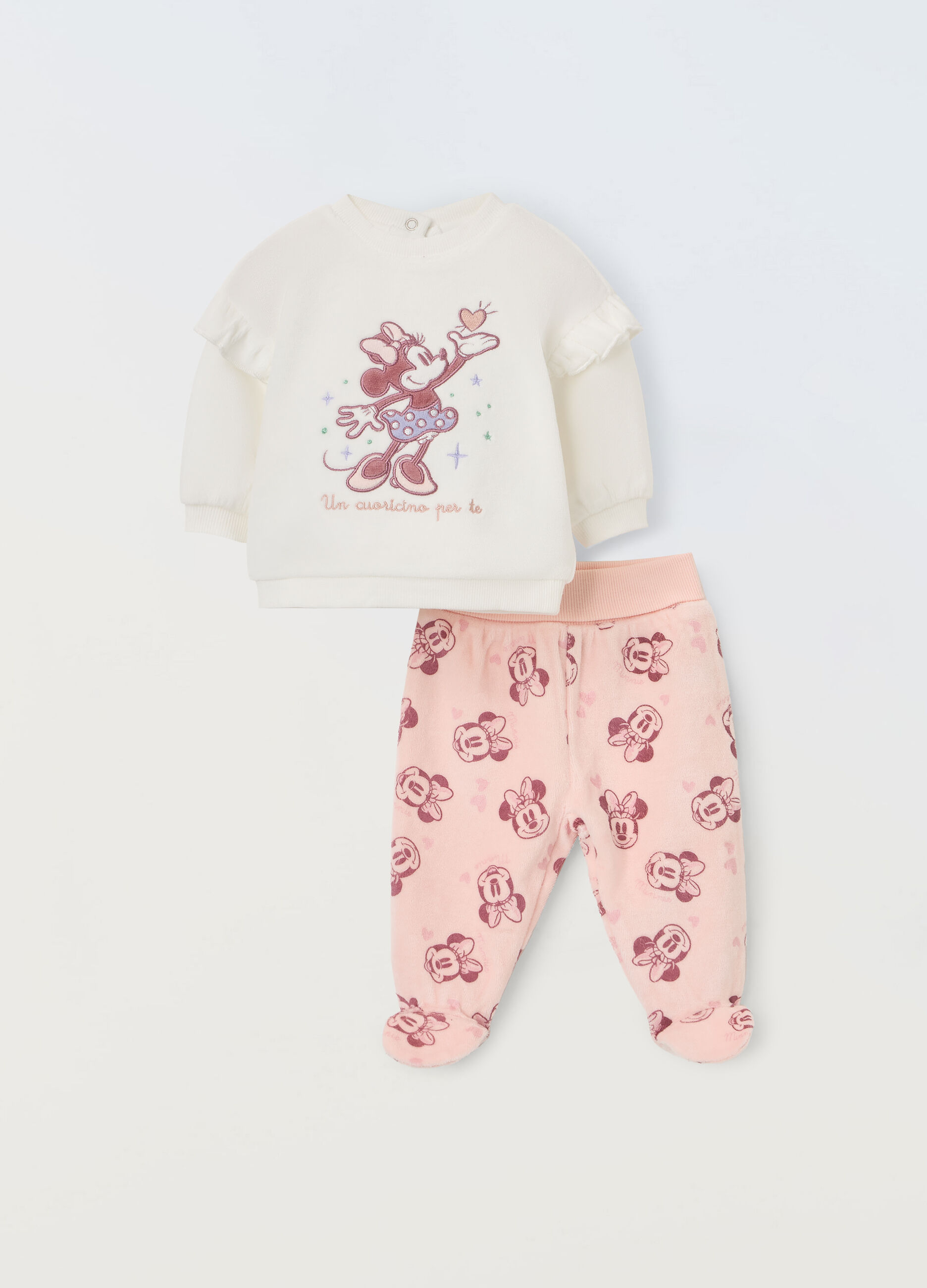 Set velours con rouches neonata_0