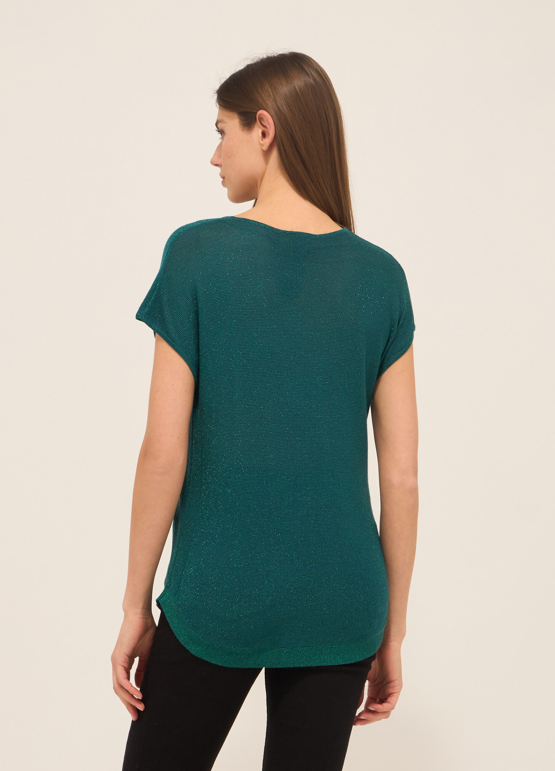Tricot misto viscosa a maniche corte donna_1