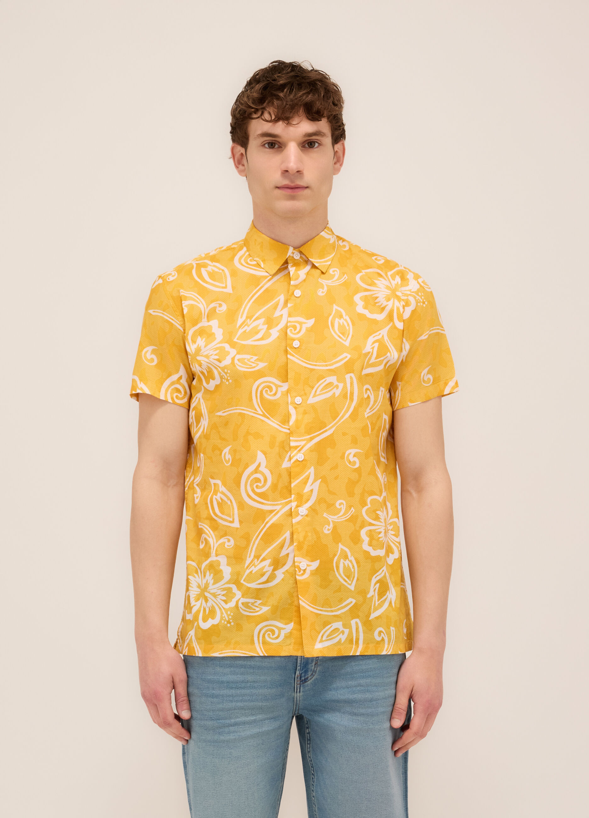 Camicia a maniche corte a fantasia uomo