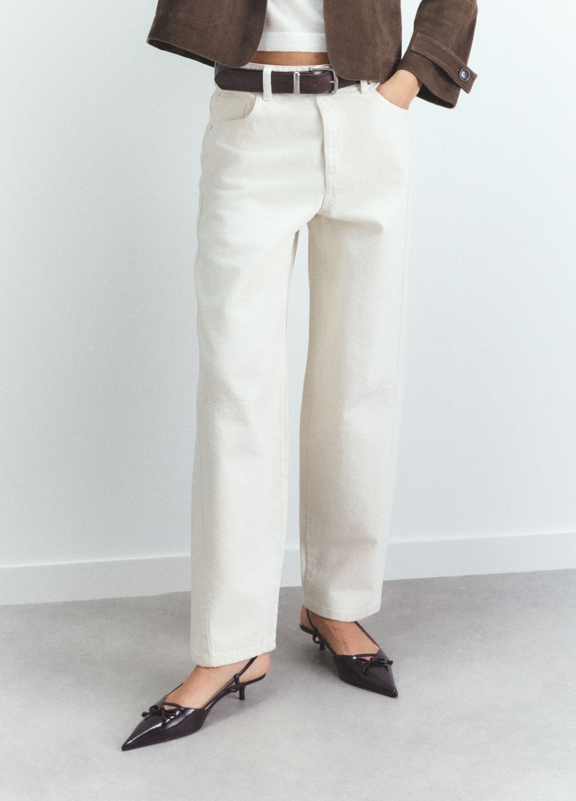 Pantaloni Barrel Fit in denim di puro cotone donna_1