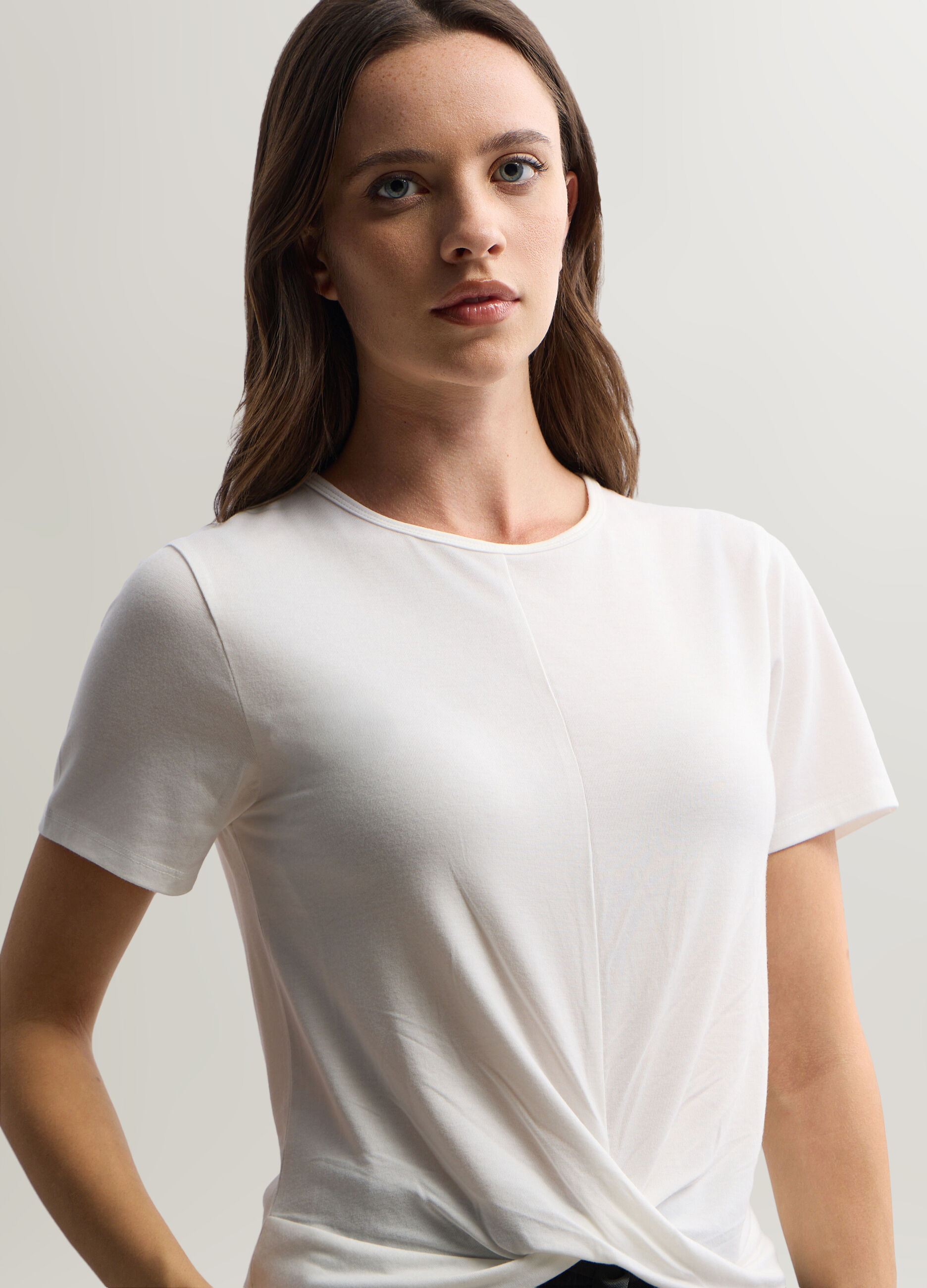 T-shirt girocollo stretch donna_2