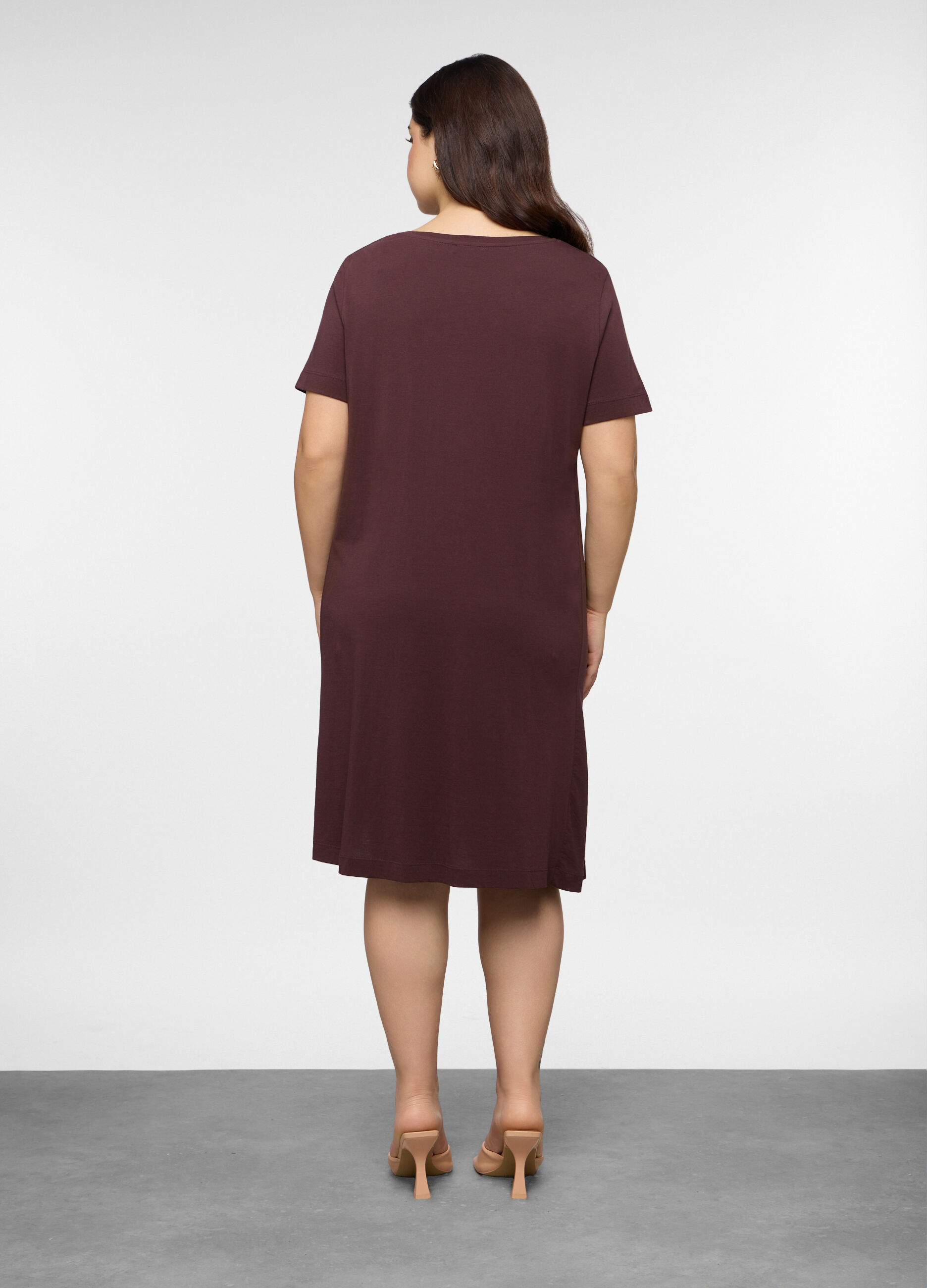 Abito corto girocollo in jersey di puro cotone donna curvy_1