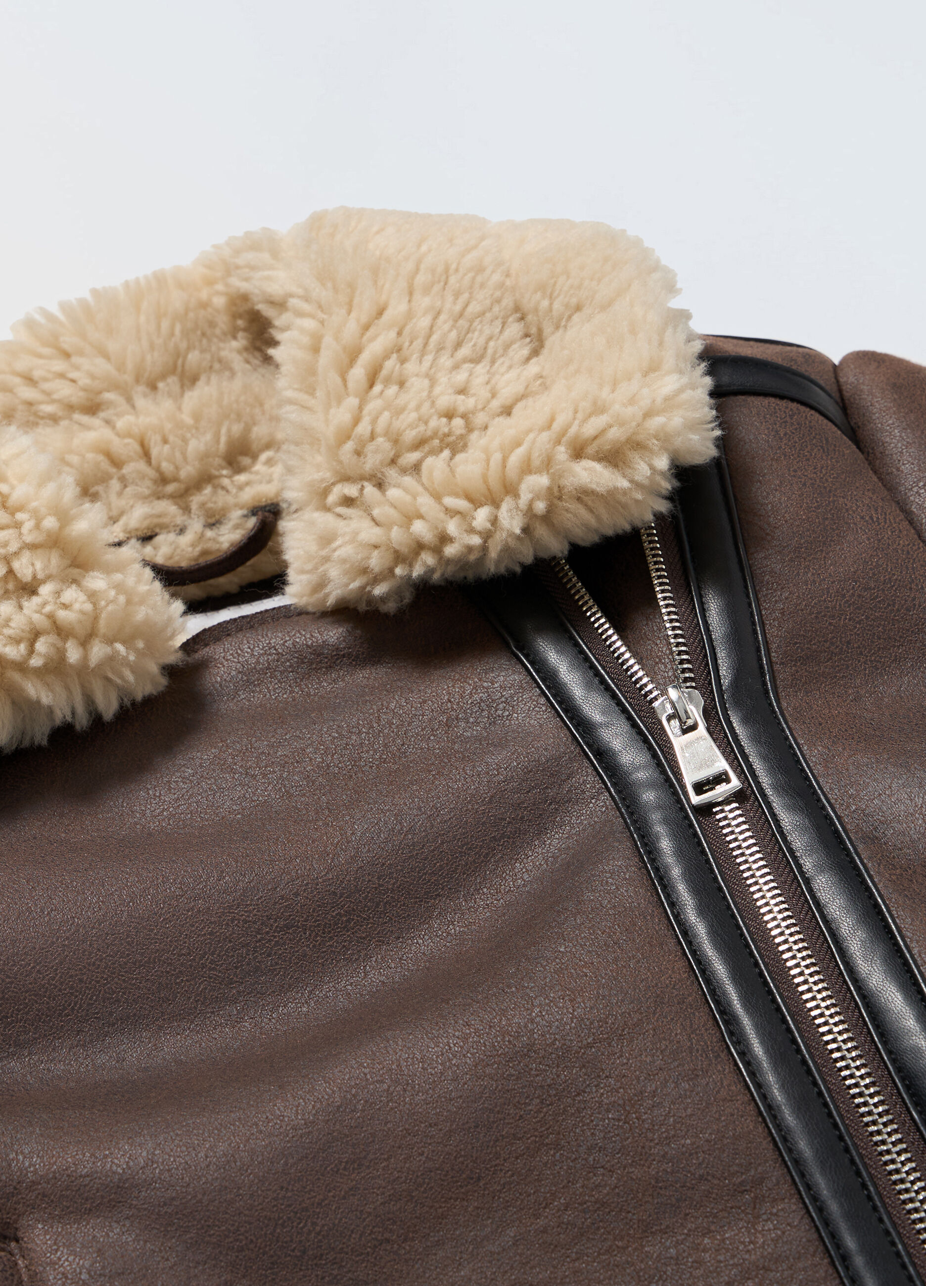 Giacca con inserti in eco fur ragazza_1