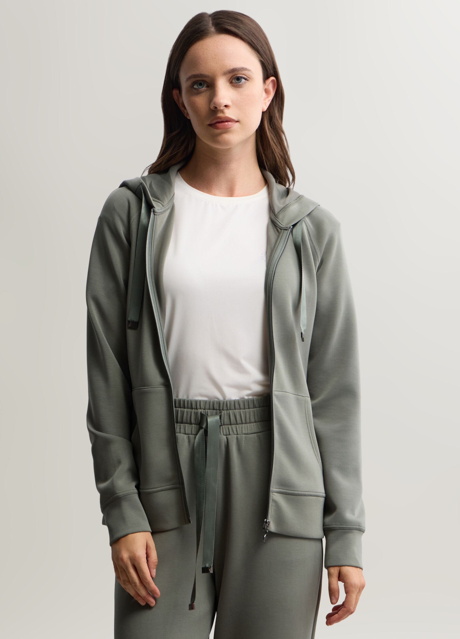Felpa misto modal stretch con cappuccio donna_0