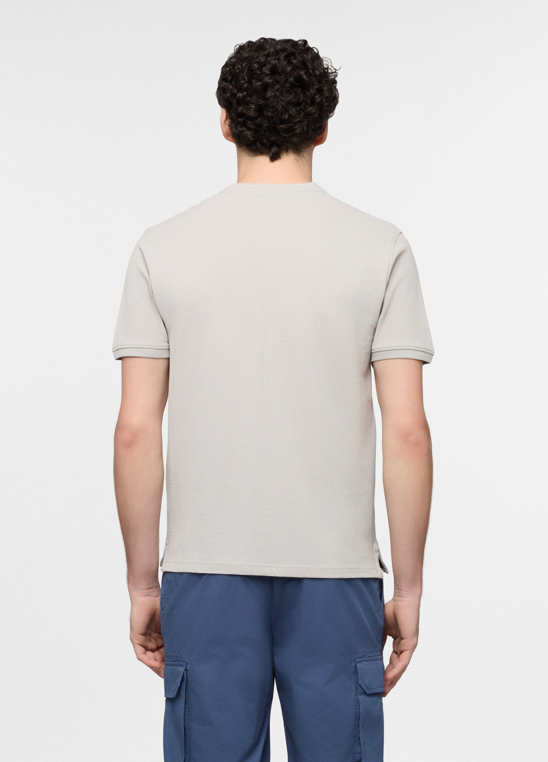 Polo a maniche corte con collo coreano uomo_1