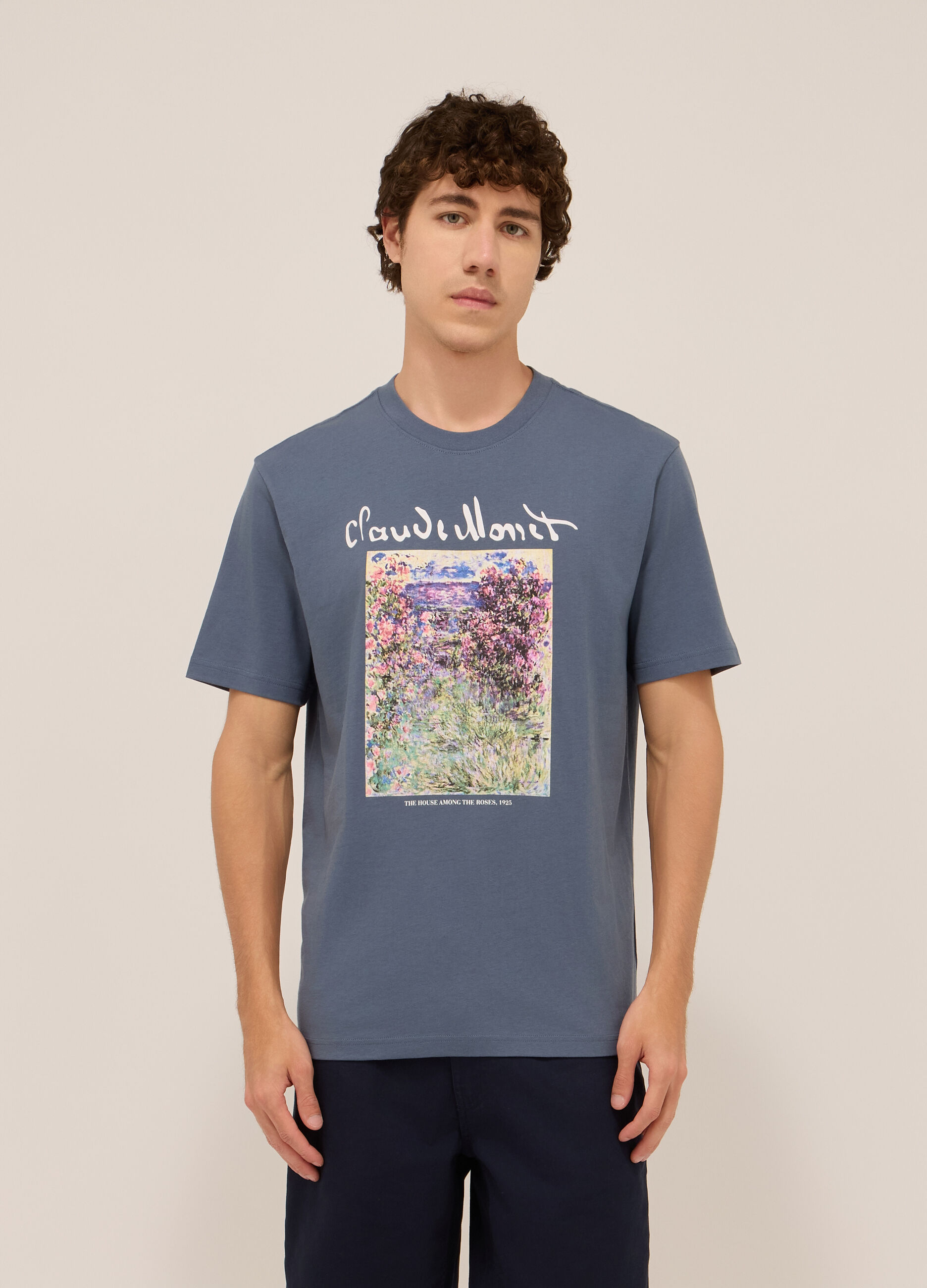 T-shirt in jersey di cotone con stampa uomo_0