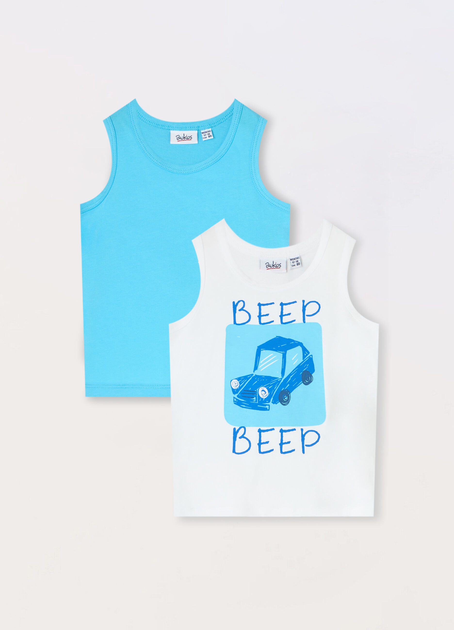 Pack 2 canotte in jersey di puro cotone neonato