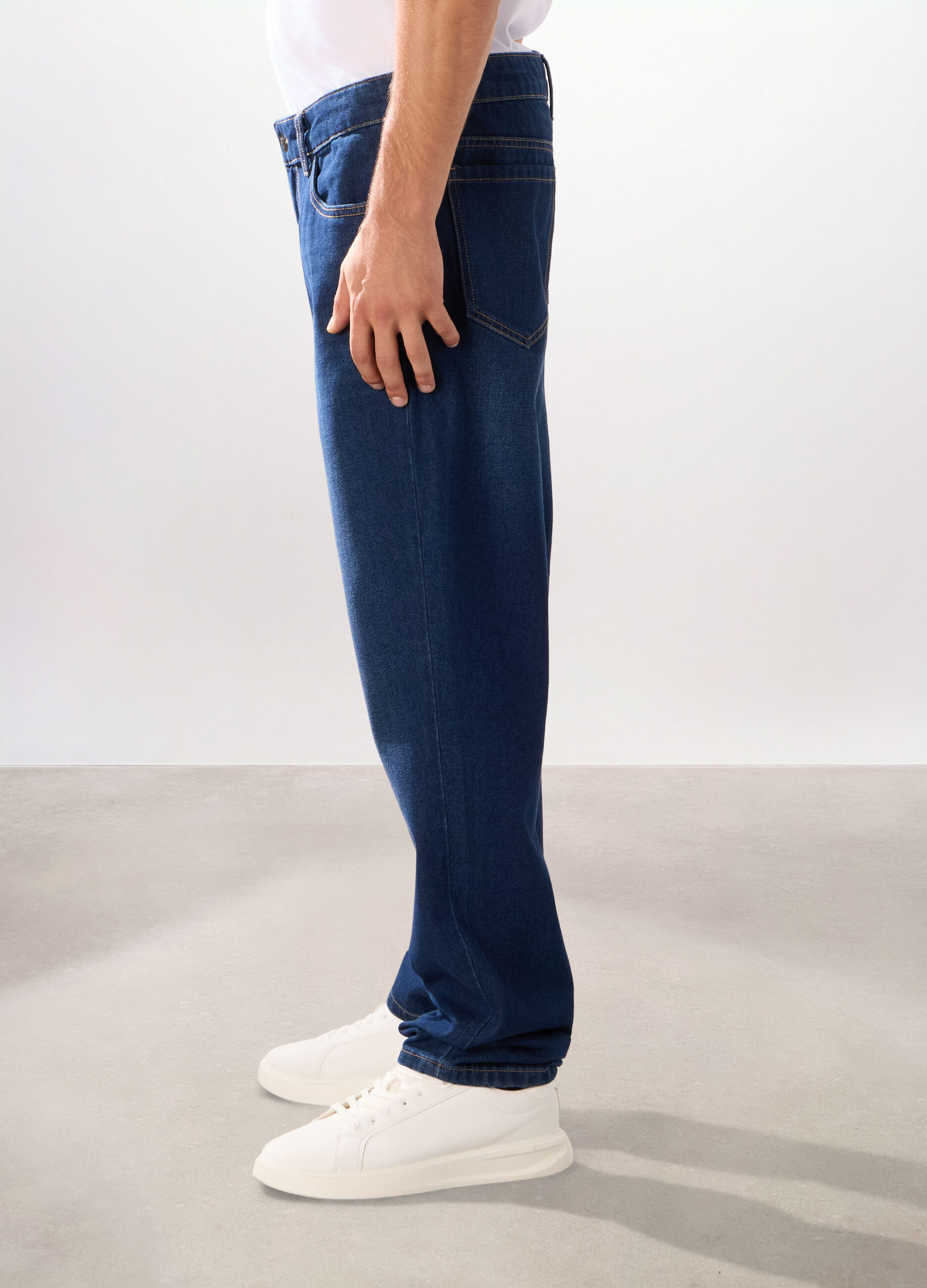Jeans 5 tasche regular in cotone e lyocell uomo_1