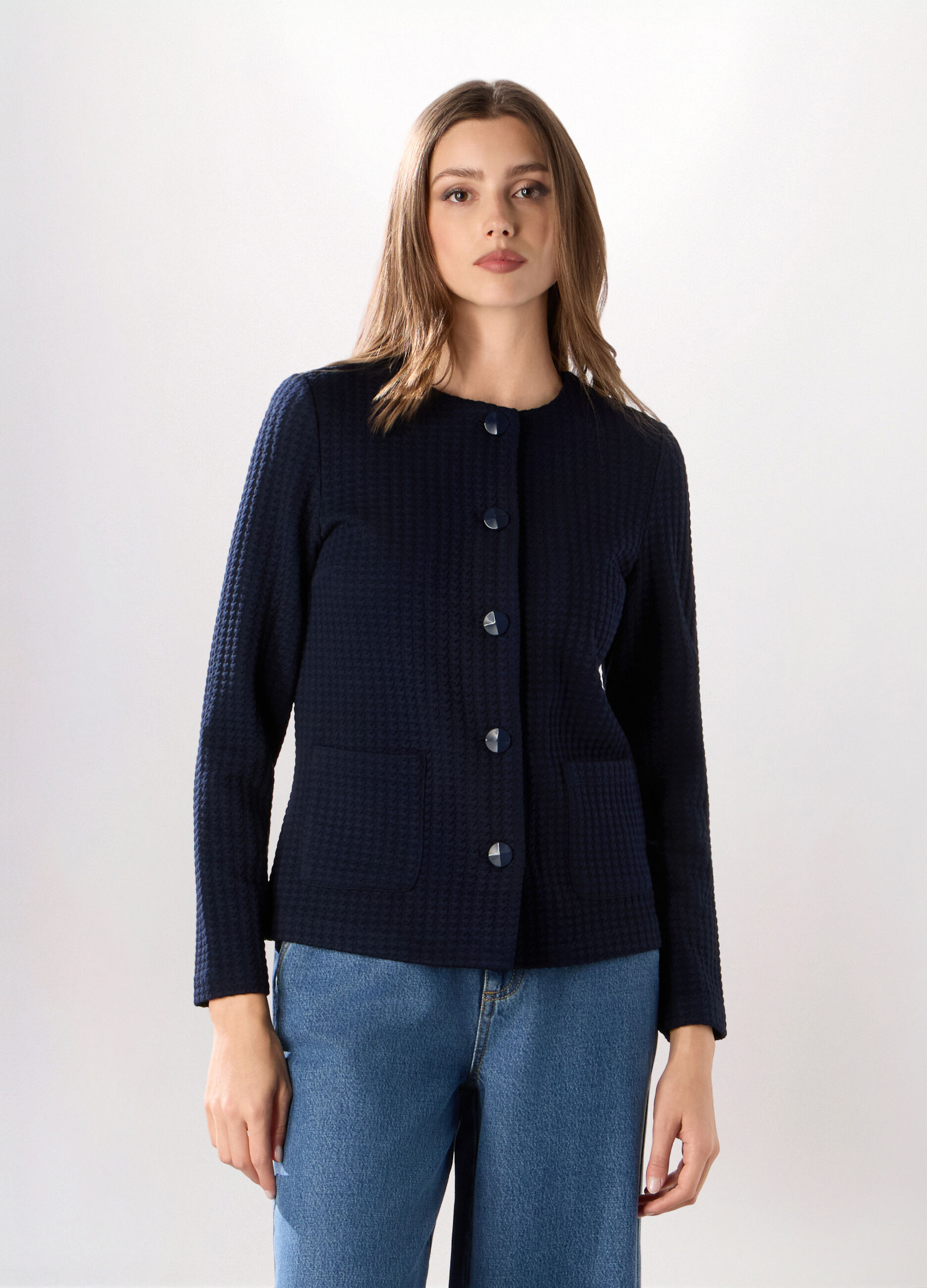 Giacca in jacquard misto viscosa donna_0