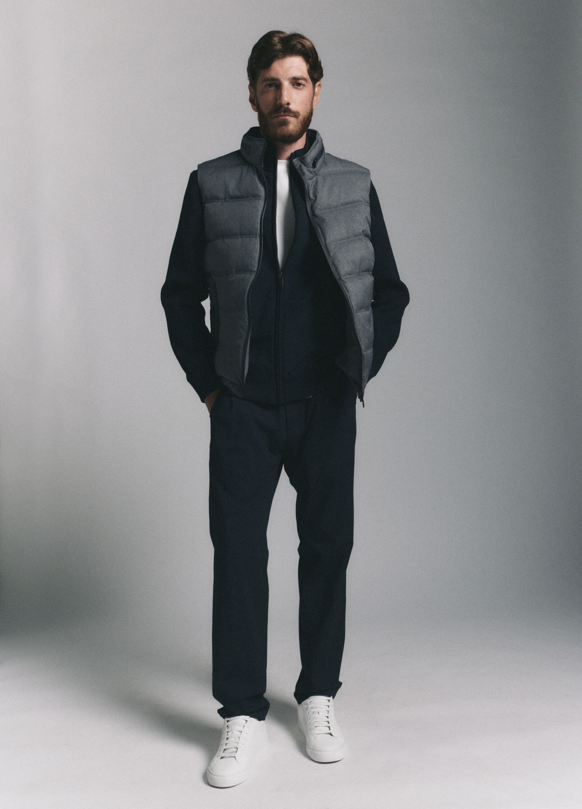Gilet imbottito in tessuto chevron uomo_0