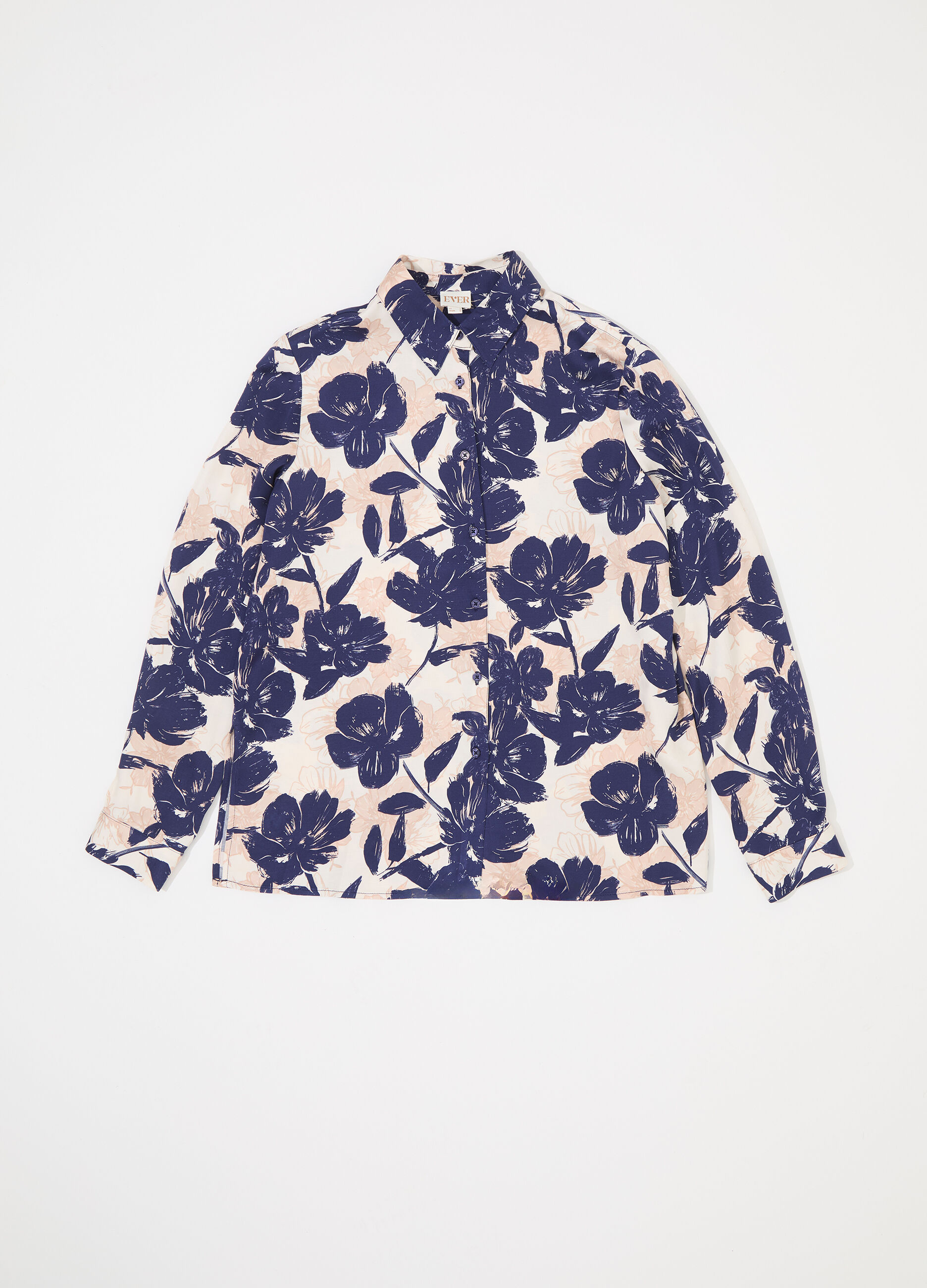 Camicia in viscosa satin con stampa floreale donna_4