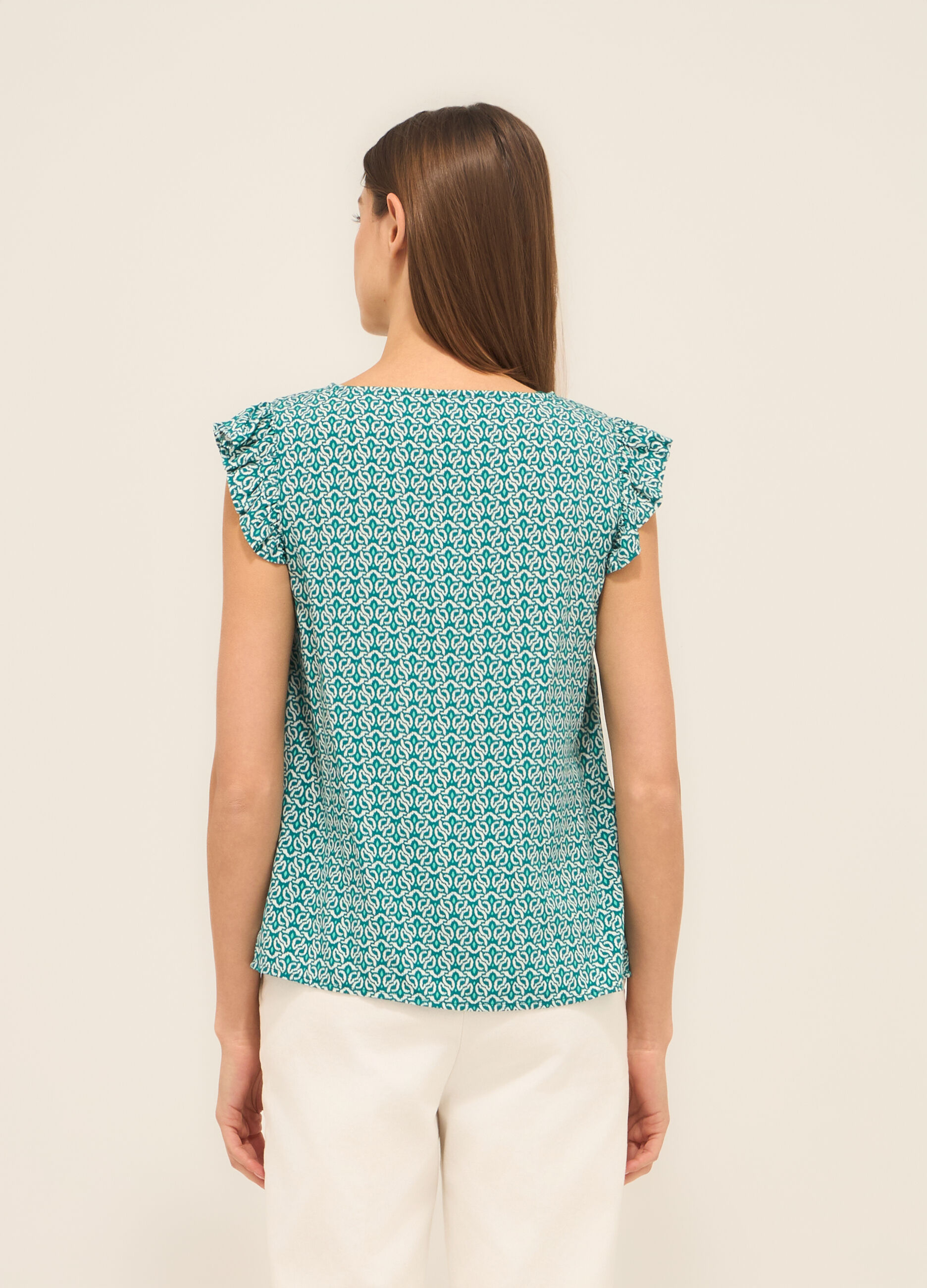 Blusa in pura viscosa con stampa donna_1