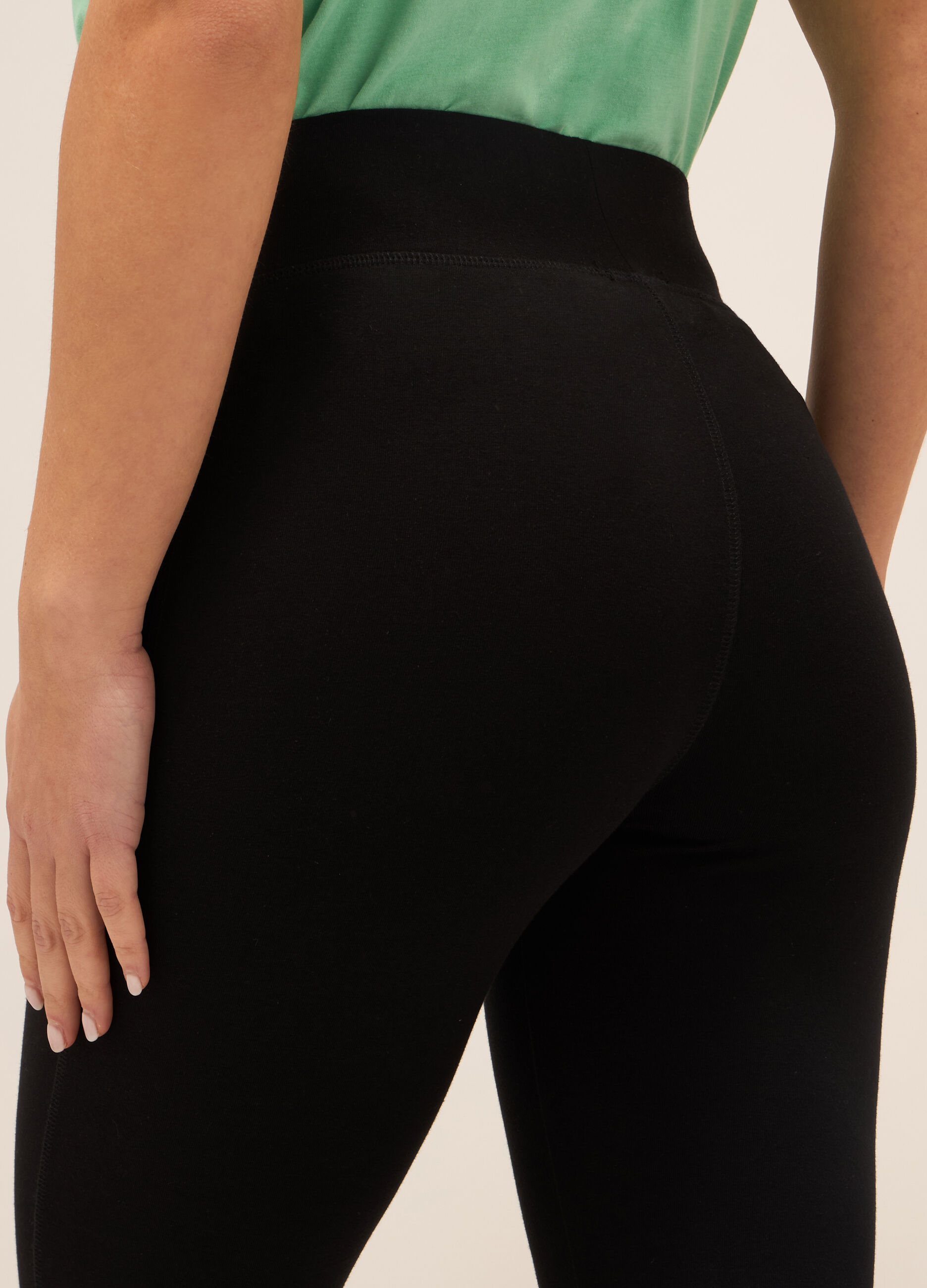 Leggings capri in jersey di cotone stretch donna_2