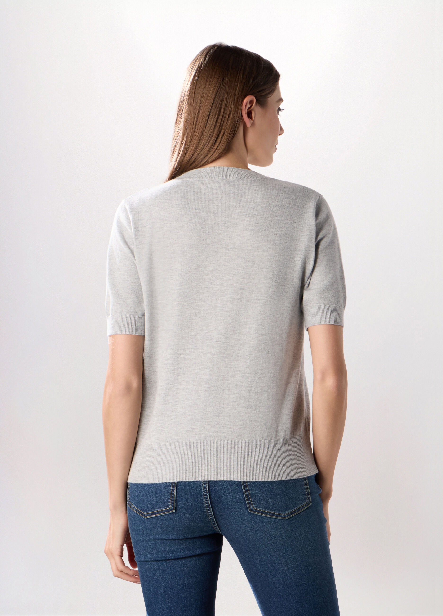Tricot a maniche corte misto lana donna_1