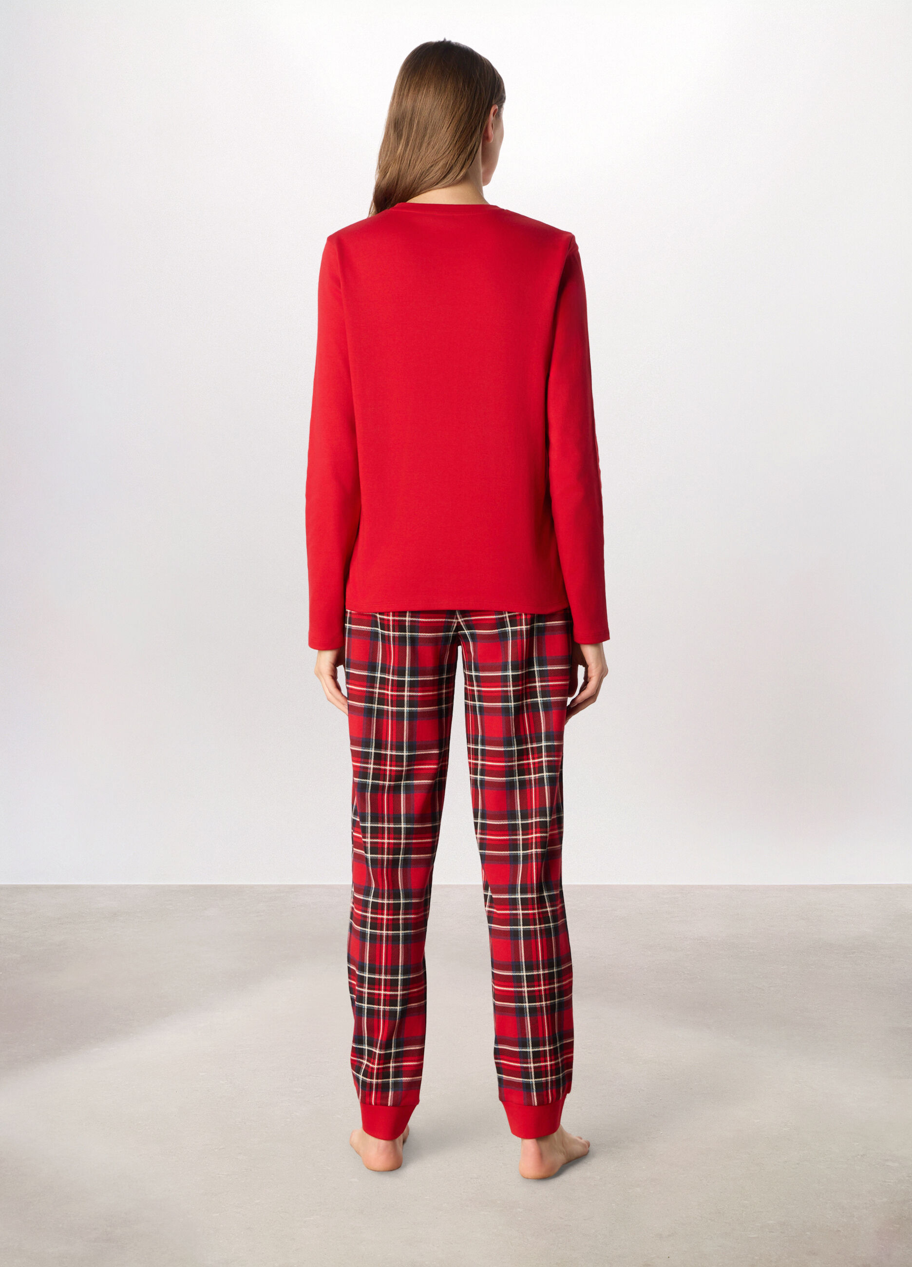 Set pigiama lungo in interlock di puro cotone donna_1