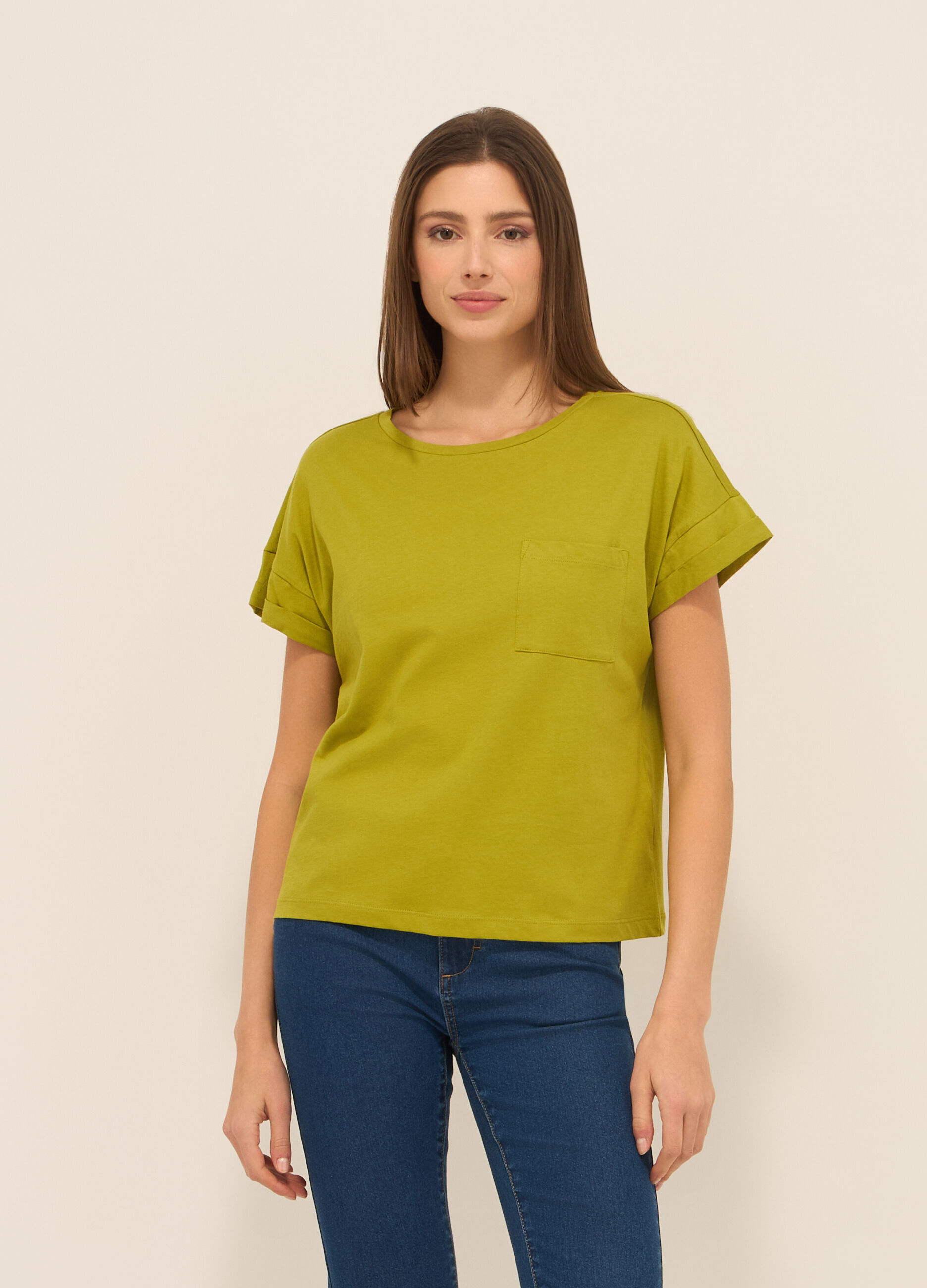 T-shirt in jersey di puro cotone donna_0