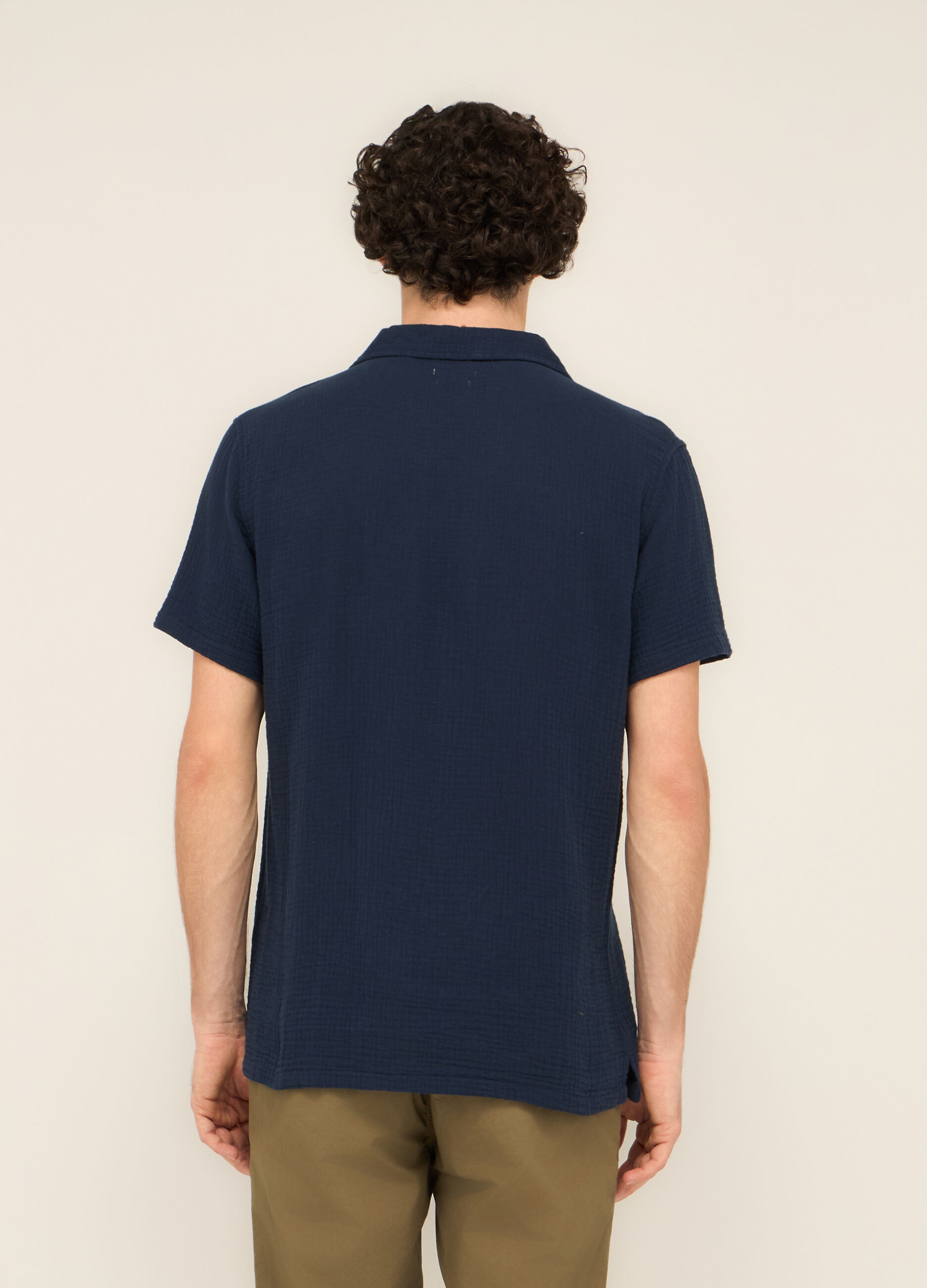 Camicia a maniche corte in garza di cotone uomo _1