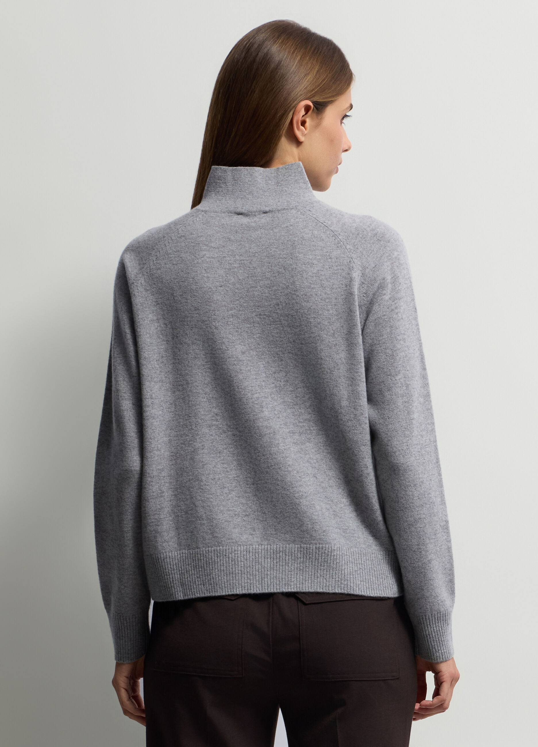 Pullover a collo alto rasato misto cashmere donna_1