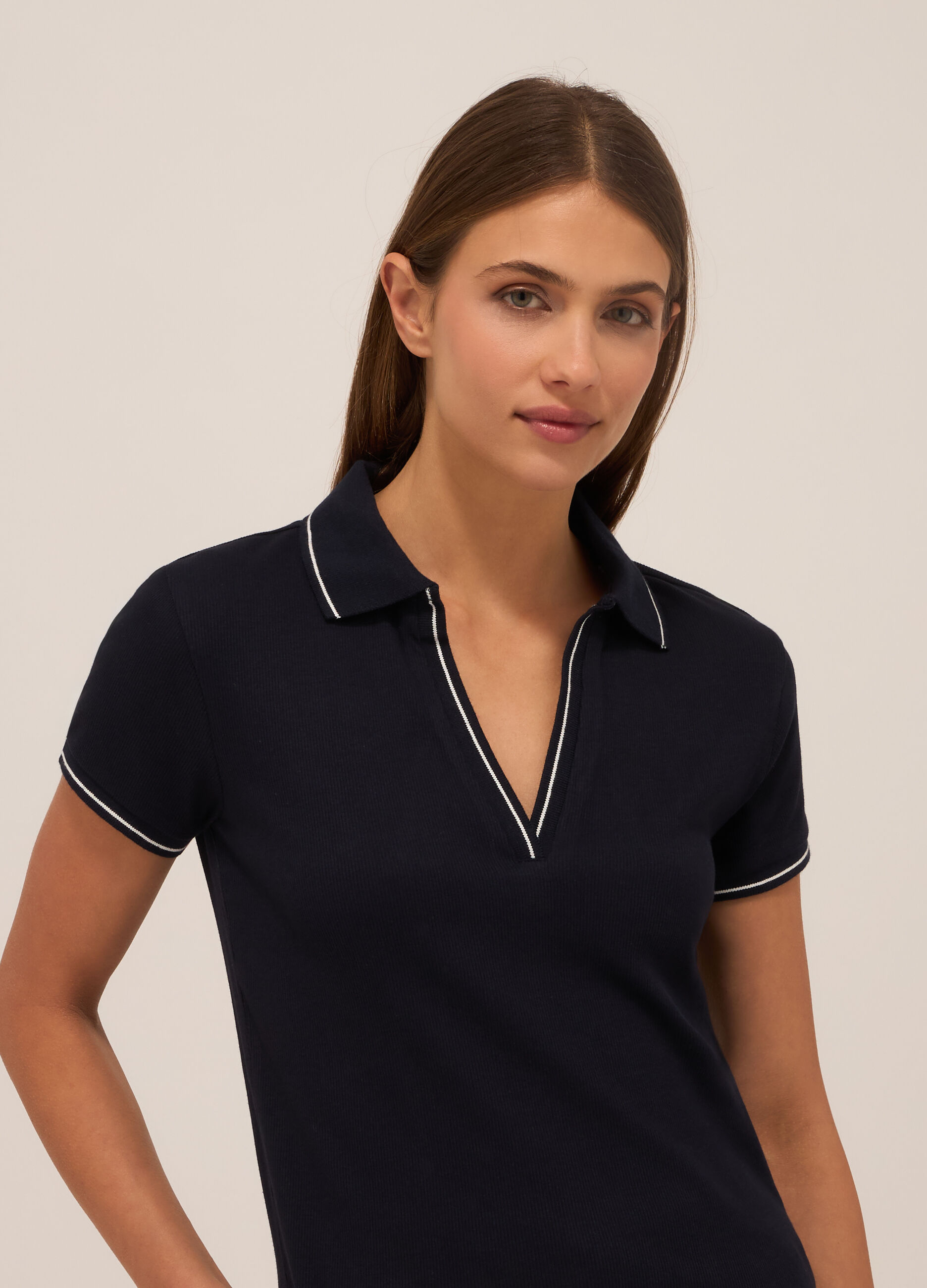 Polo in costina di cotone stretch donna