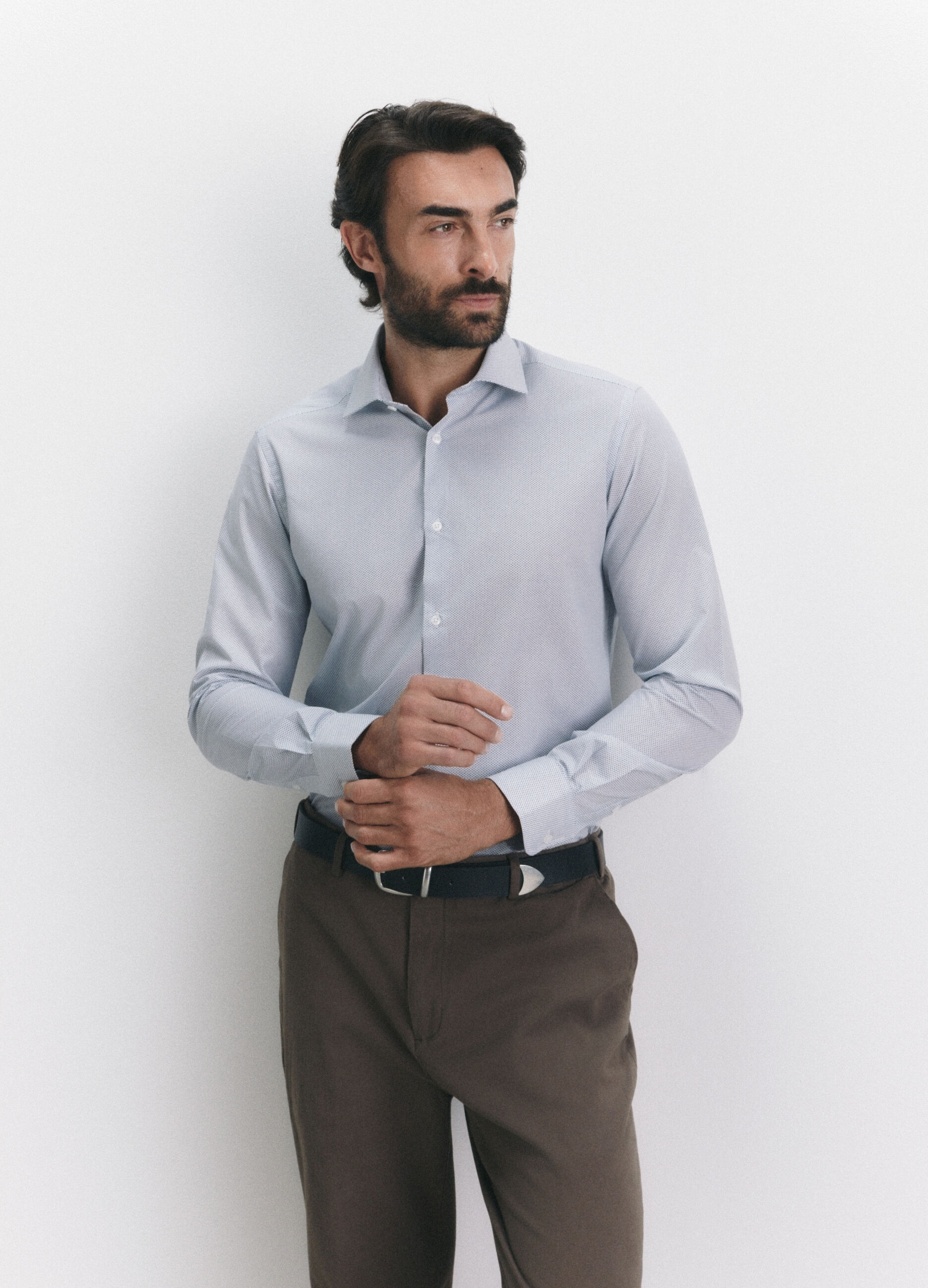 Camicia slim fit a fantasia uomo_0